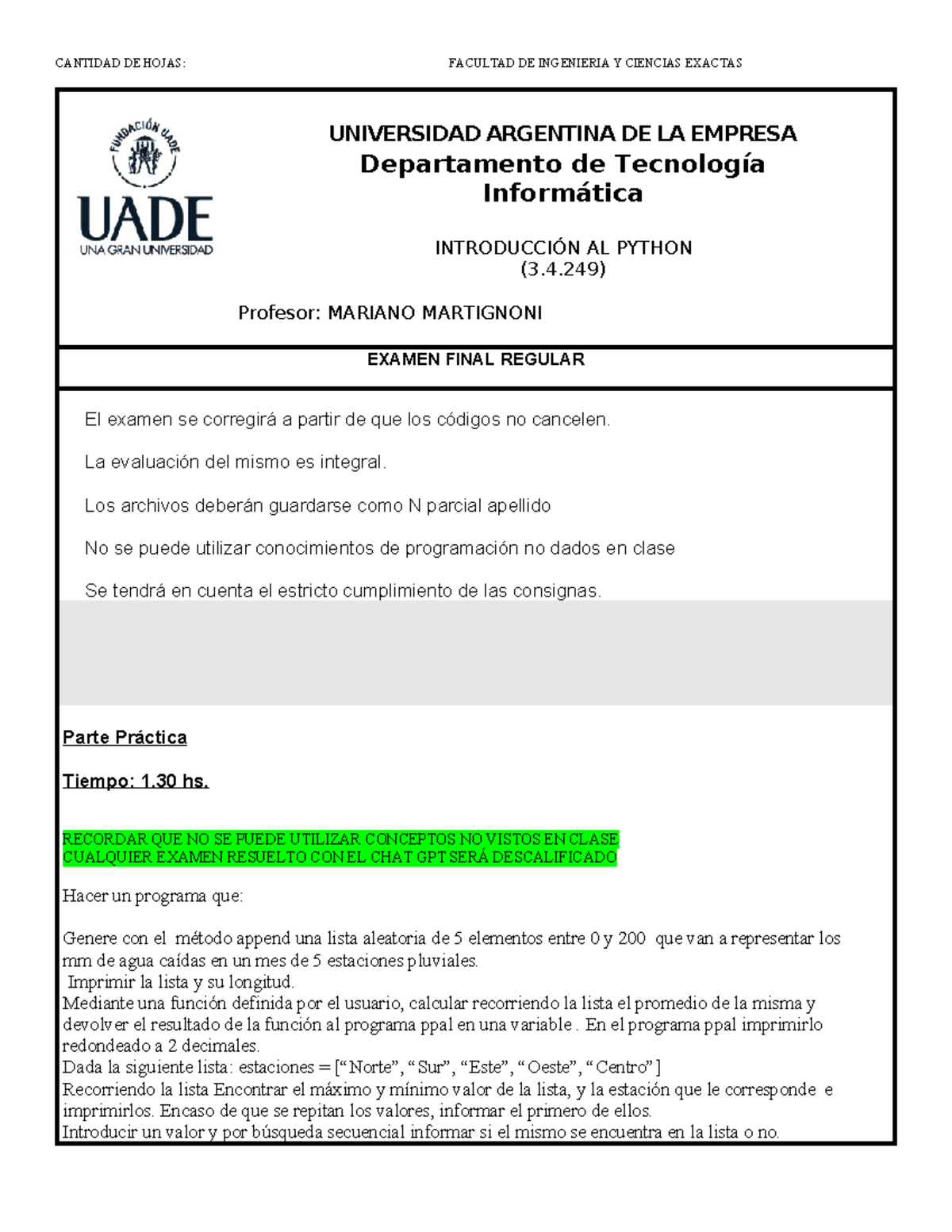 Examen Final Regular (3.4.249) - Introducción al Python - Studocu