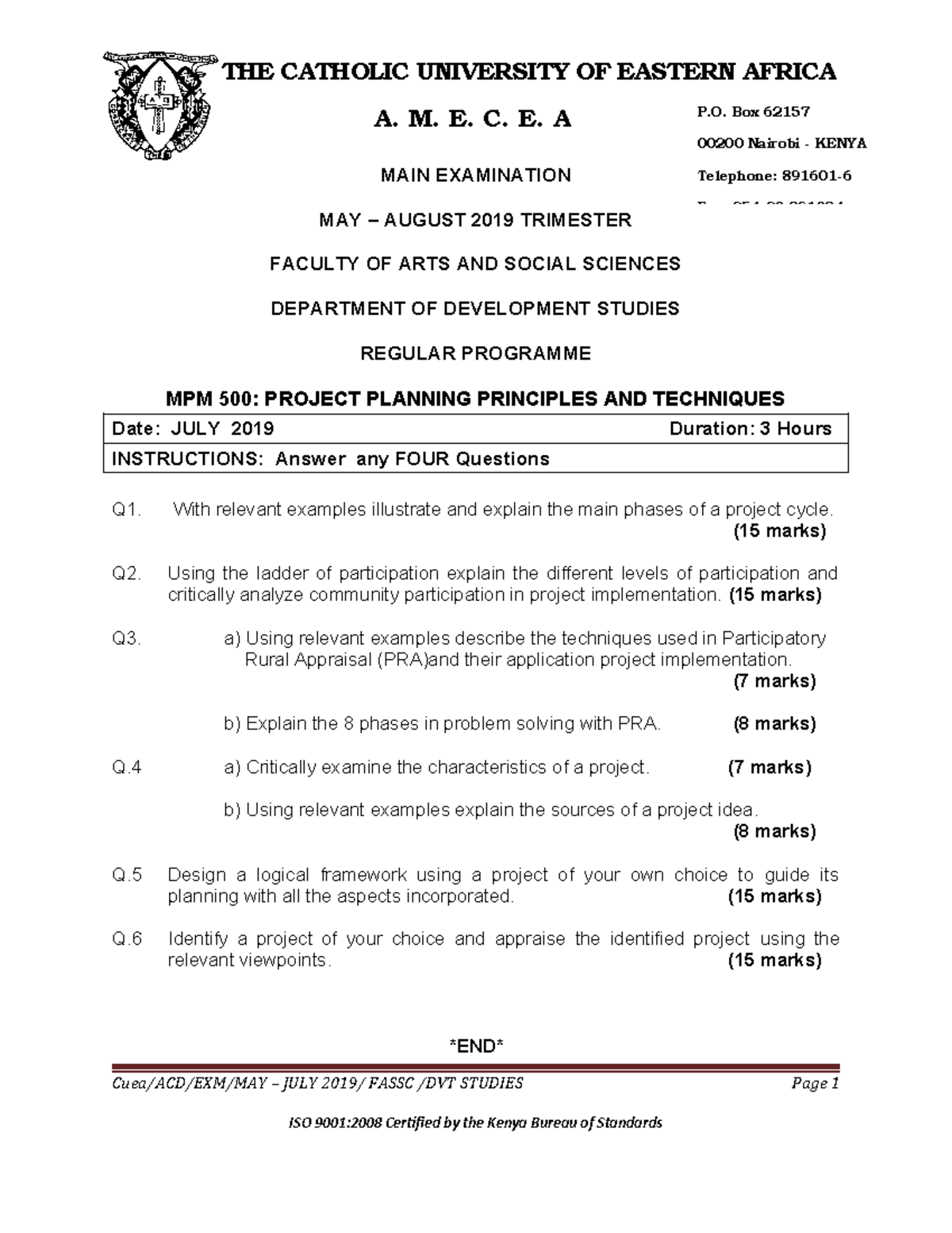 EAE 412 Midterm Exam: Project Appraisal Concepts and Techniques - Studocu