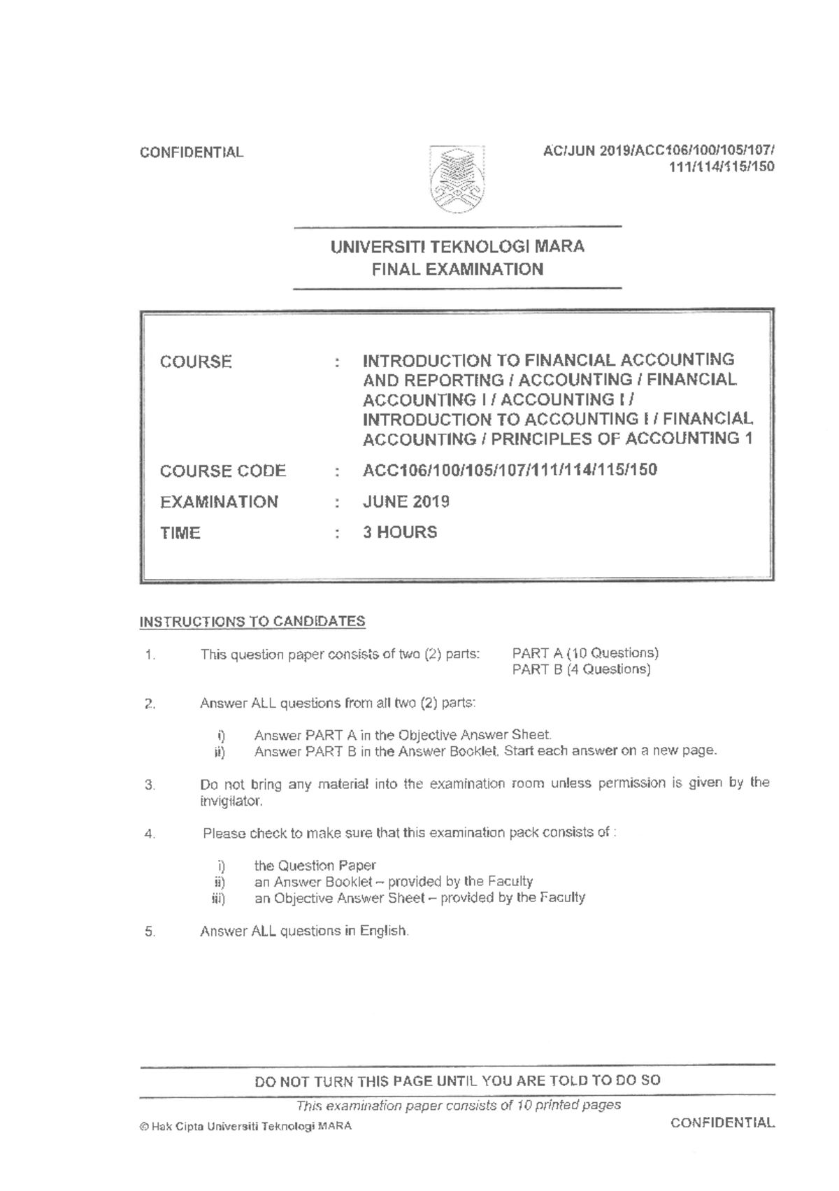 ACC117 Final Exam Review (June 2019) - Studocu