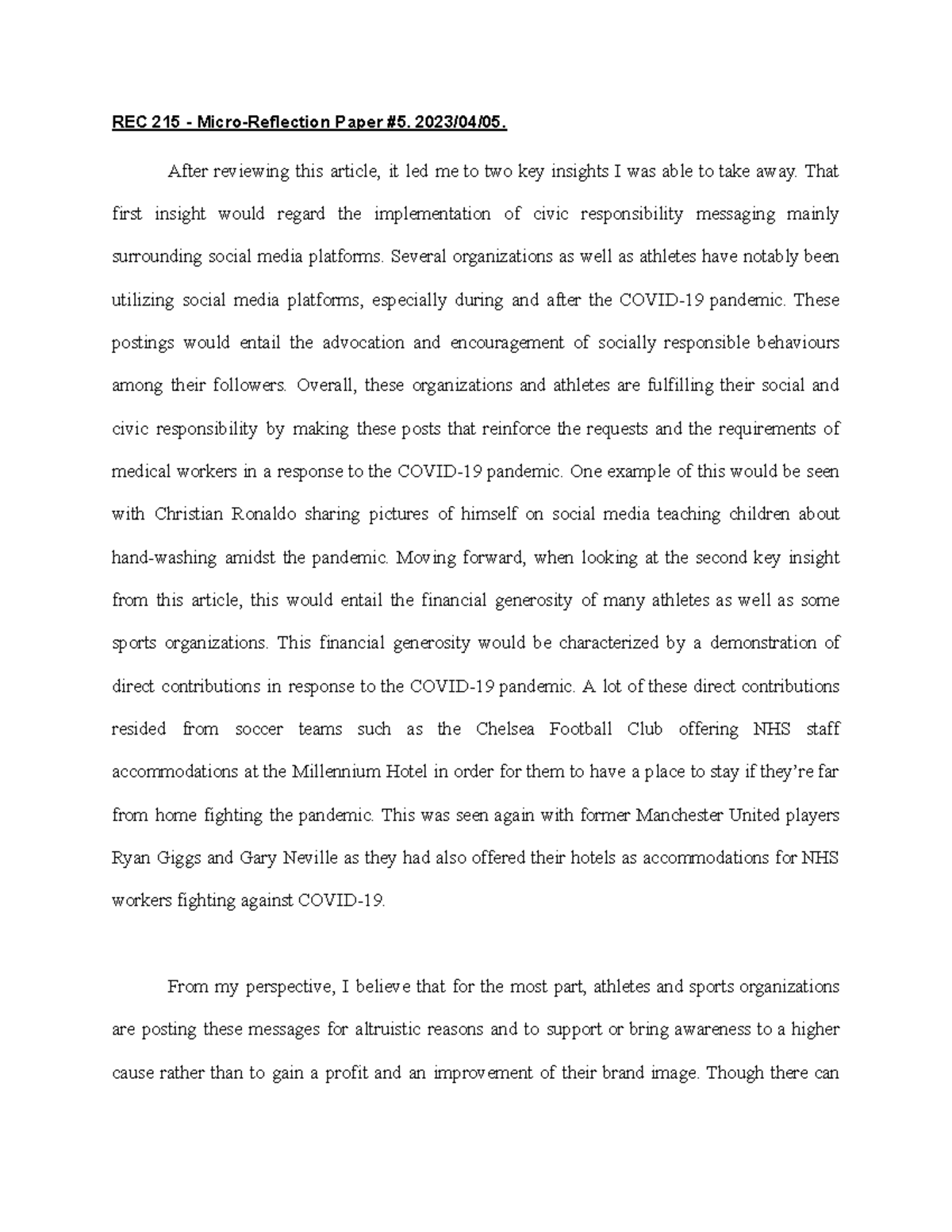 REC 215: Micro Reflection Paper 5 - REC 215 - Micro-Reflection Paper #5 ...