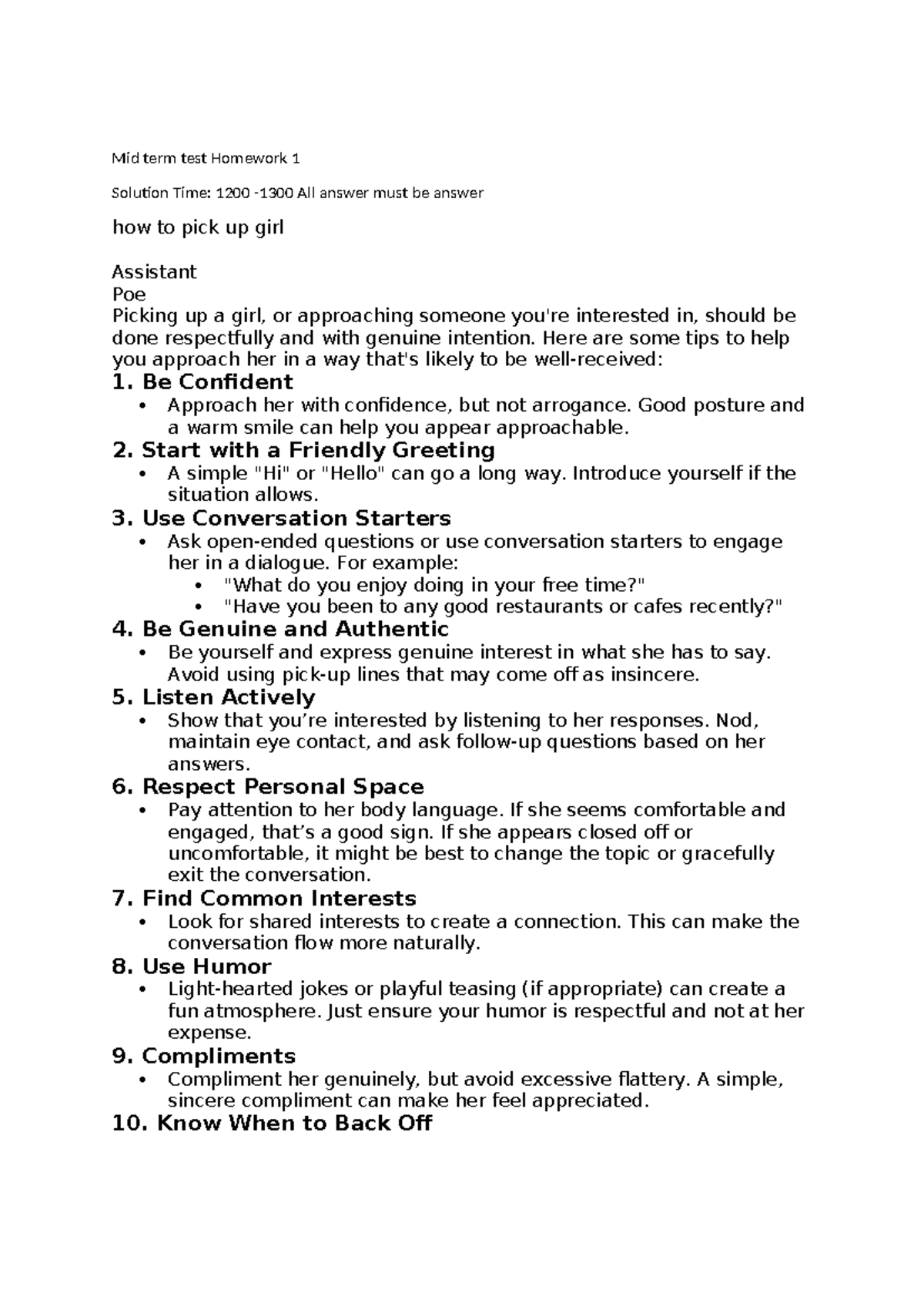 BSE6122 homework 6 - Mid term test Homework 1 Solution Time: 1200 -1300 ...