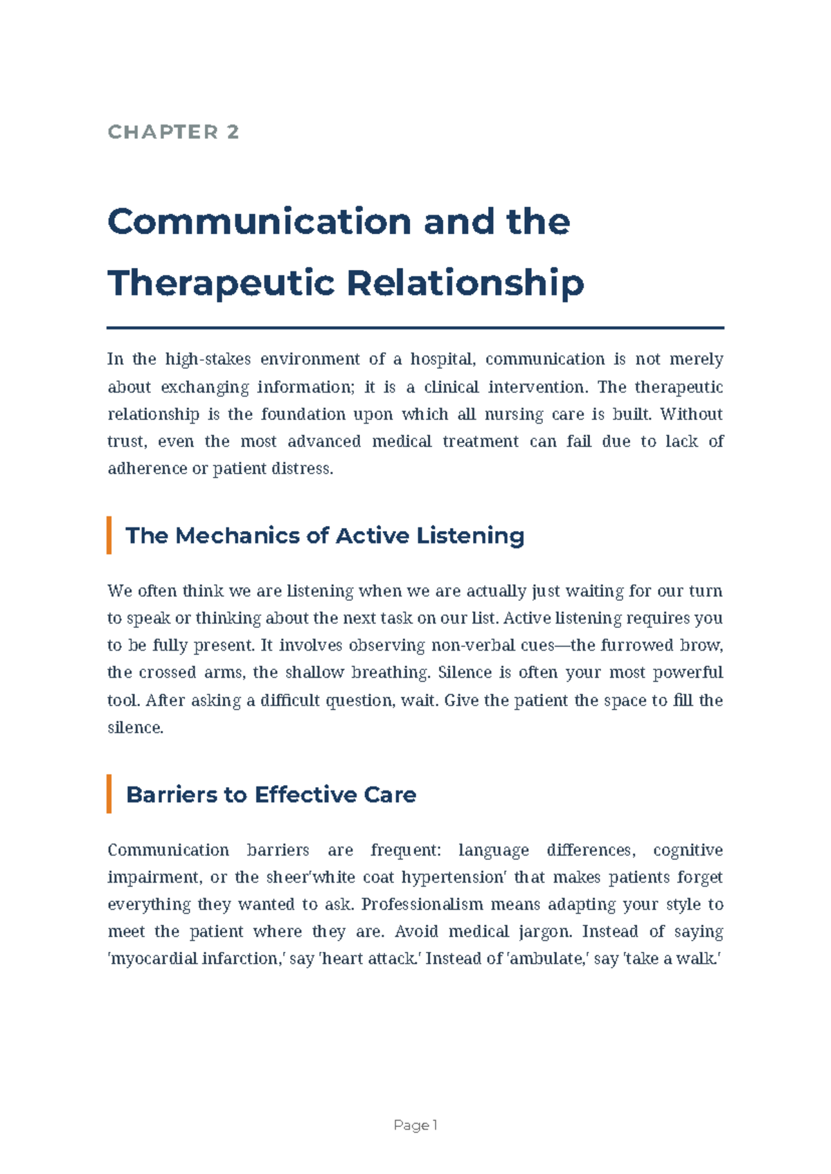 Chapter 2: Communication & the Therapeutic Relationship in Nursing ...