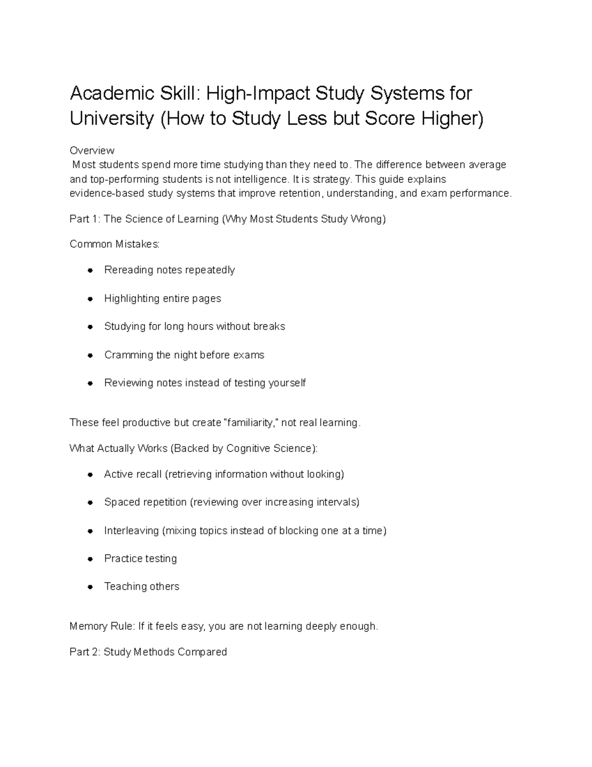 Academic Skill: High-Impact Study Systems for University - Studocu