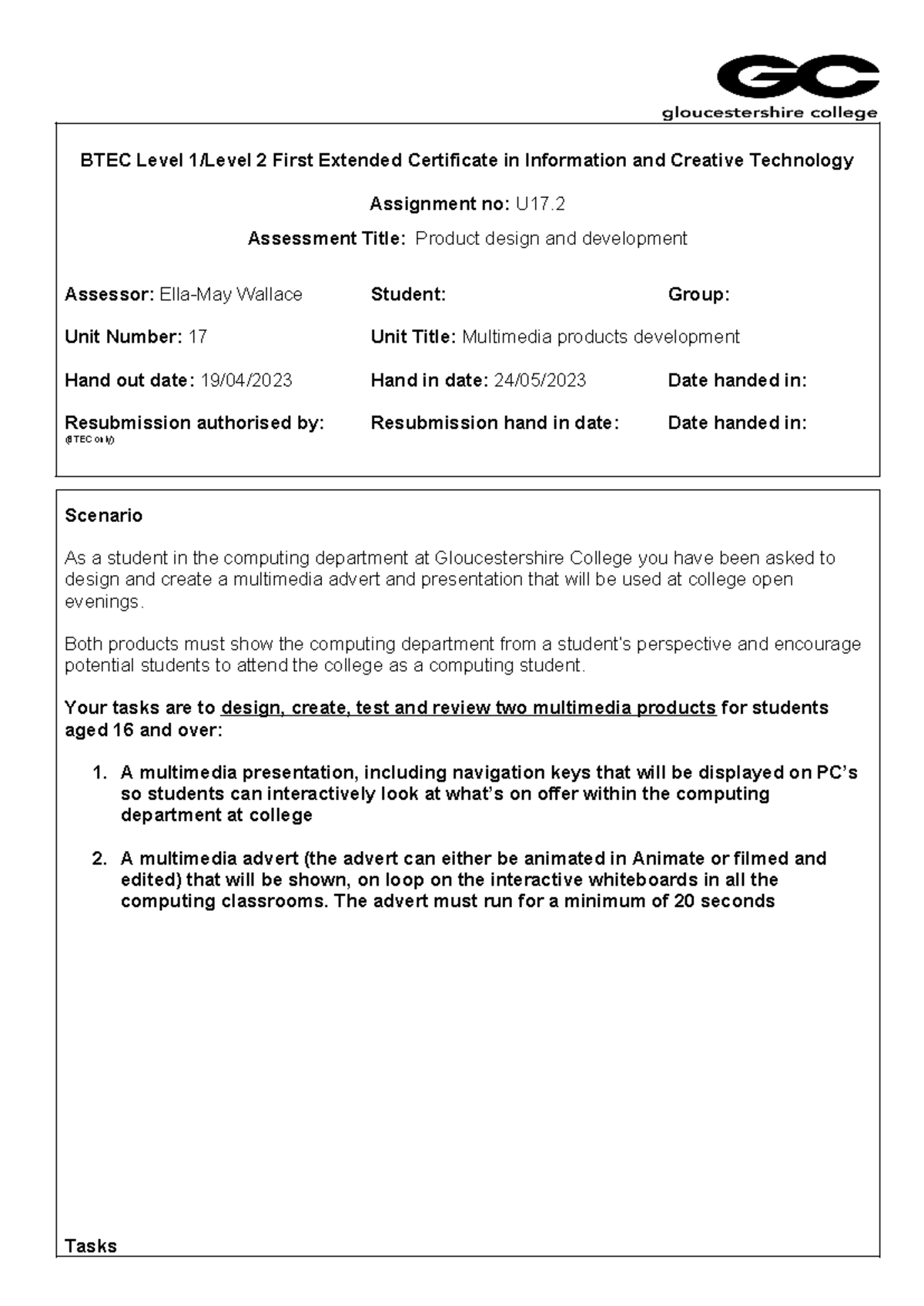 Unit 17 Multimedia Assignment 2: Product Design & Development Guide ...