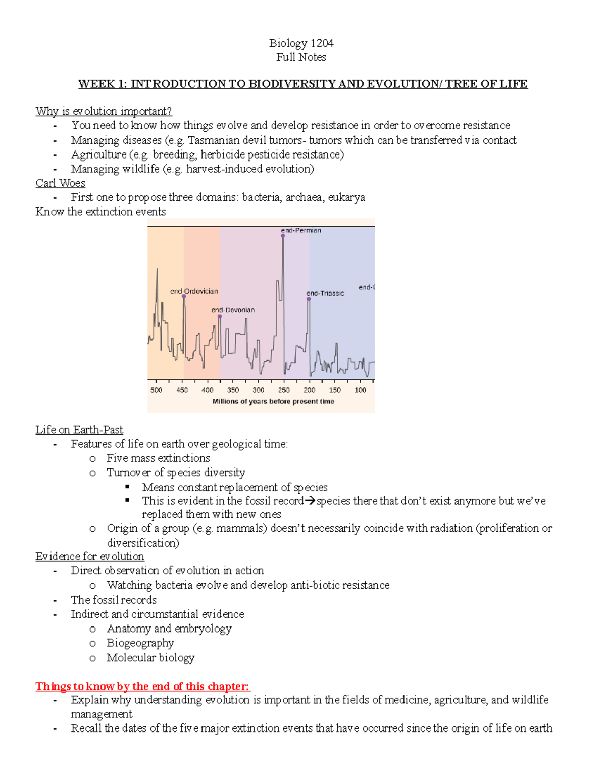 Bio1204 Notes - Biology 1204 Full Notes WEEK 1: INTRODUCTION TO ...