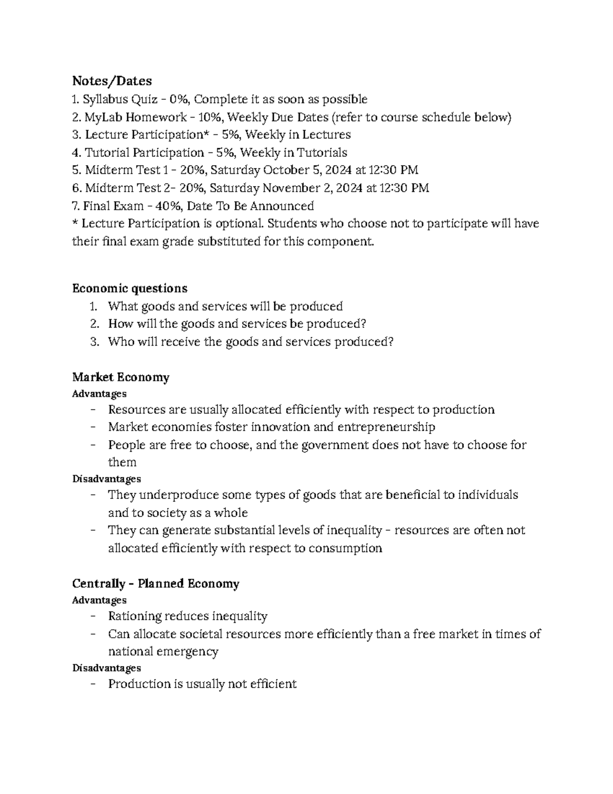 ECON 1B03 - Microeconomics Midterm & Final Exam Study Notes - Studocu