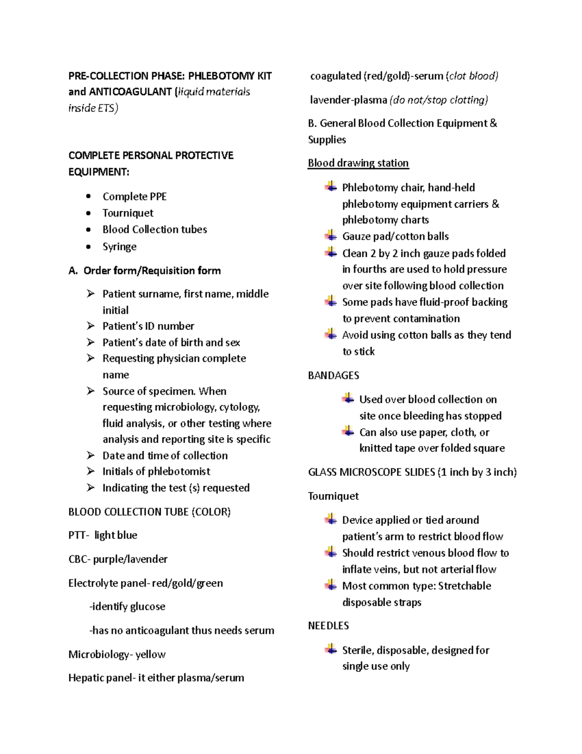PMLS 2 LAB Midterm - Phlebotomy Kit & Blood Collection Notes - Studocu