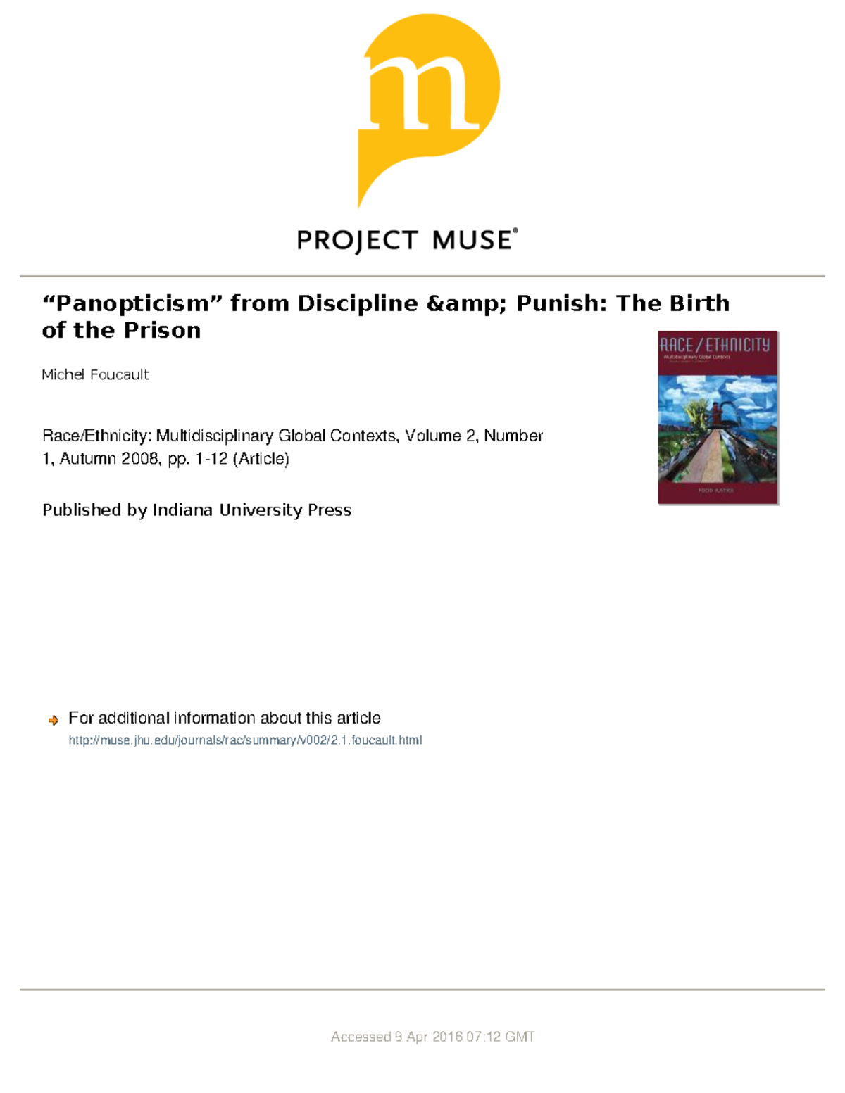 W6: Analyzing Foucault's Panopticism in Discipline and Punish - Studocu