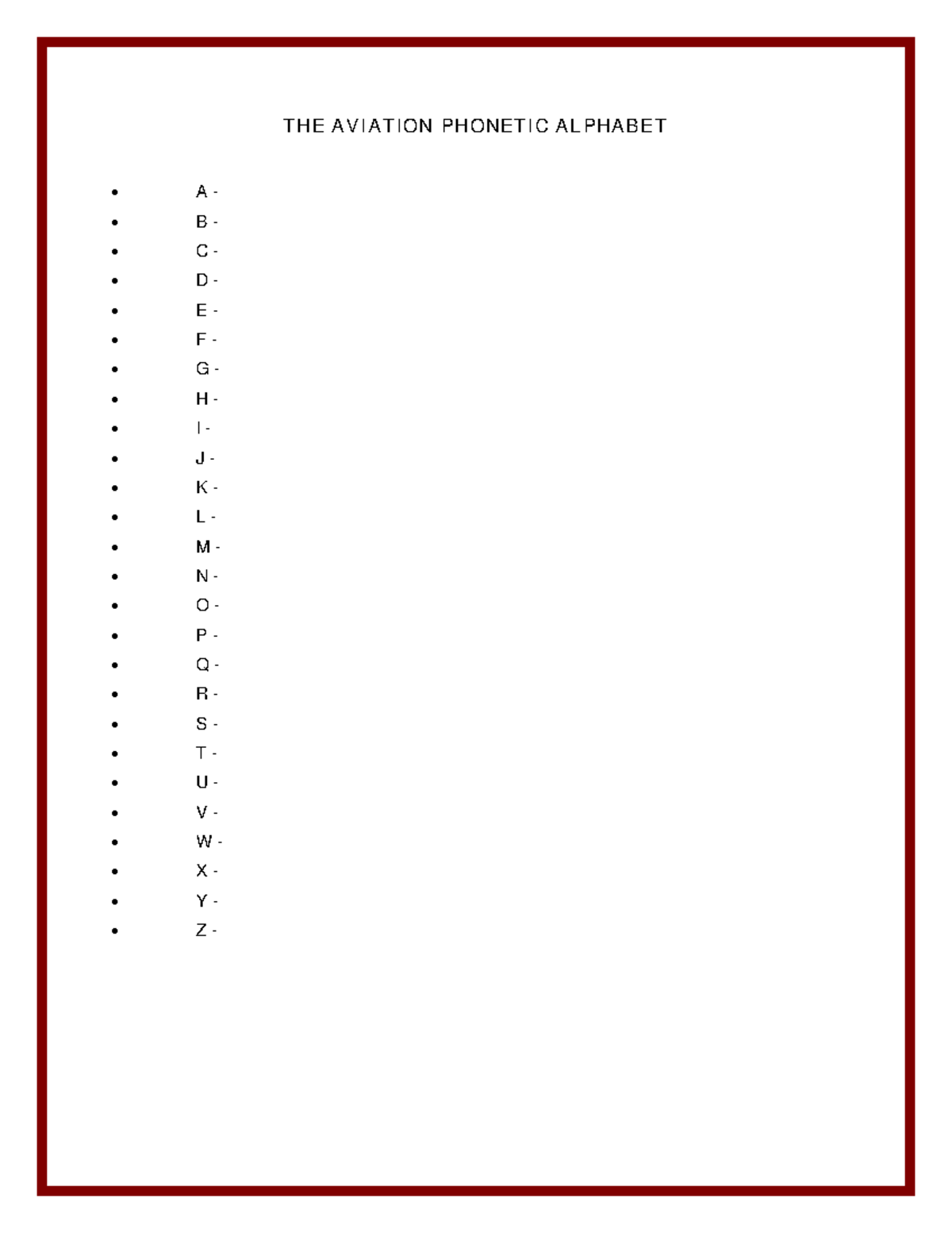 Aviation Alphabet-2 - social work - THE AVIATION PHONETIC ALPHABET A B ...