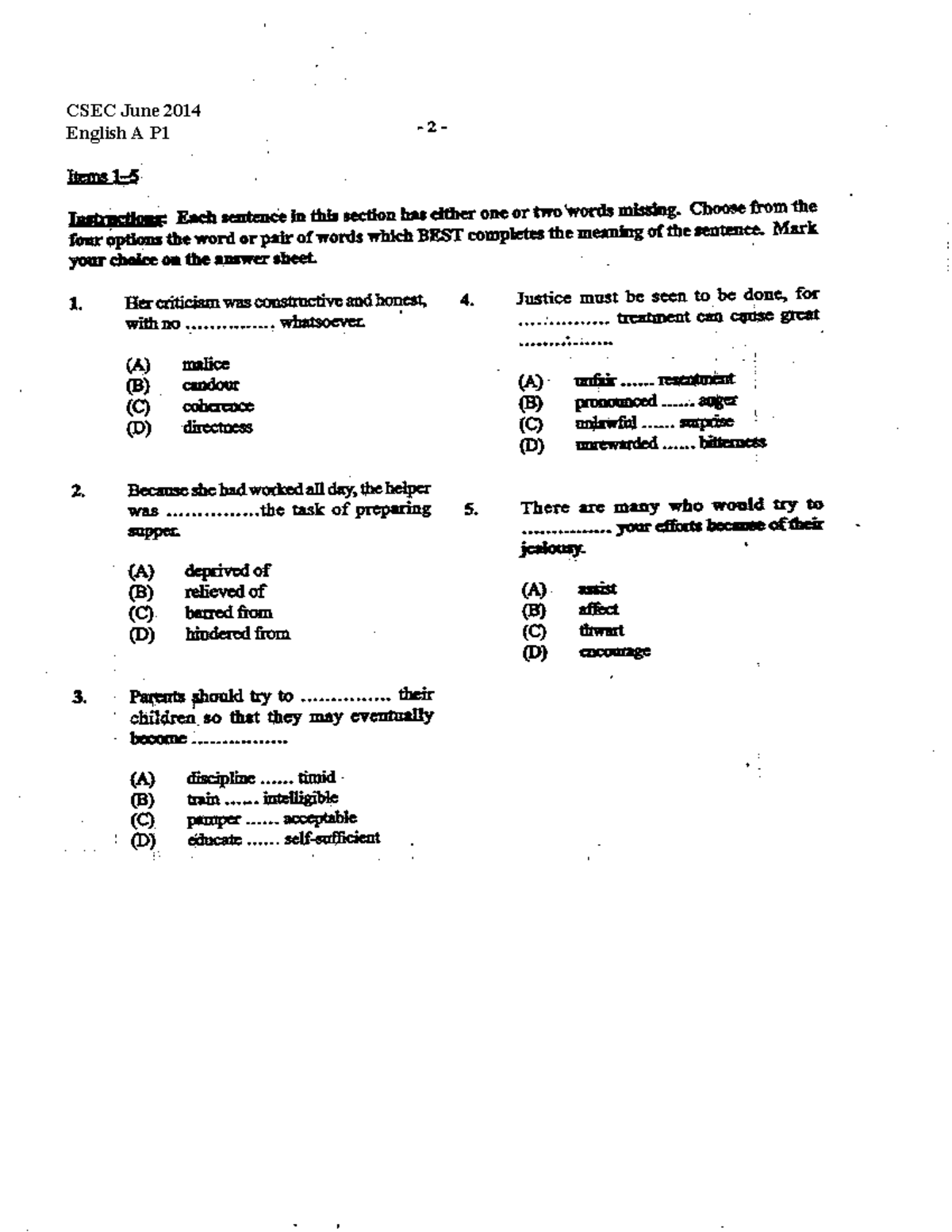 CSEC English A June 2014 Paper 1 Exam Questions and Answers - Studocu