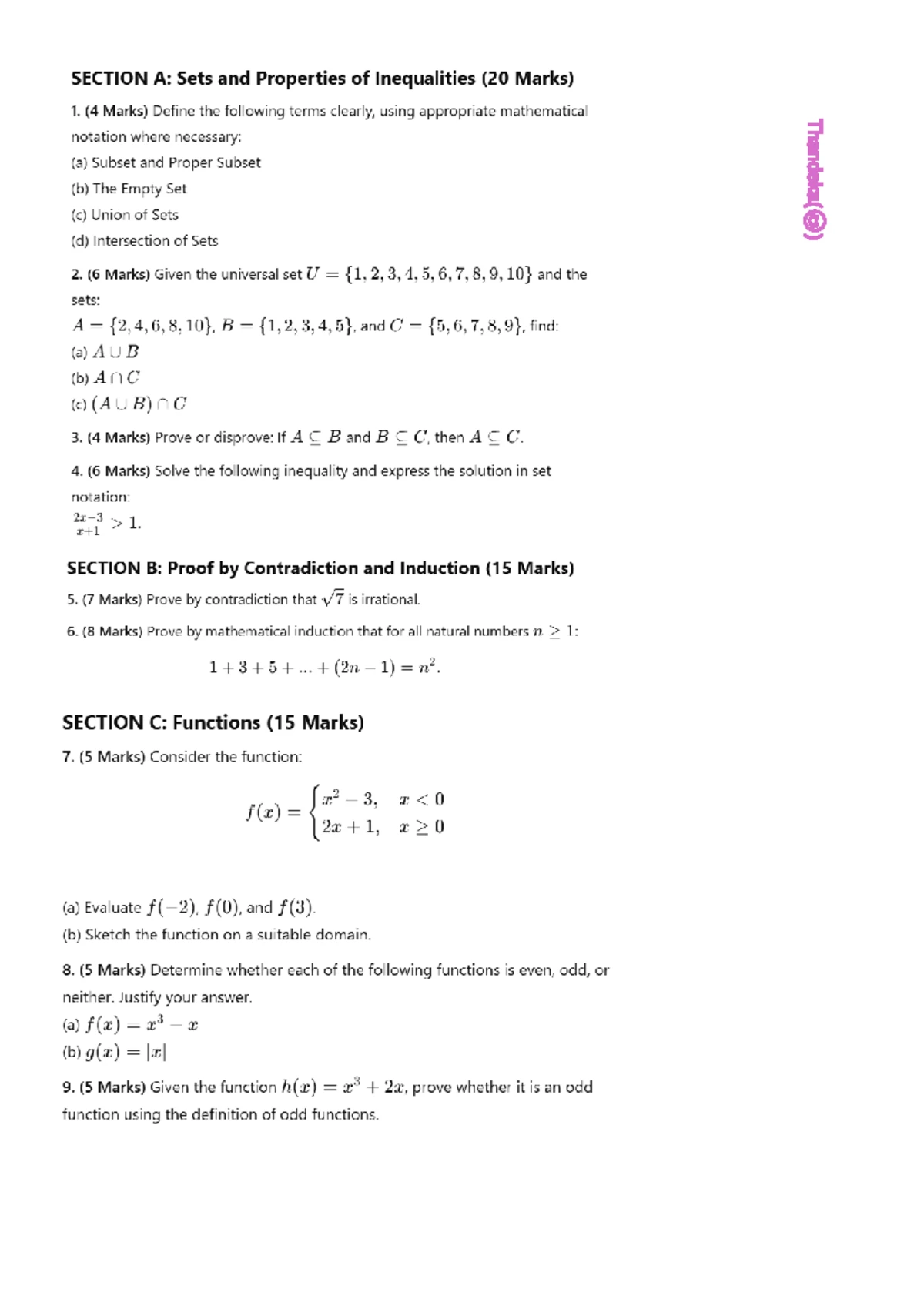 Set Theory & Functions Problems - Memo Q3 Analysis - Studocu
