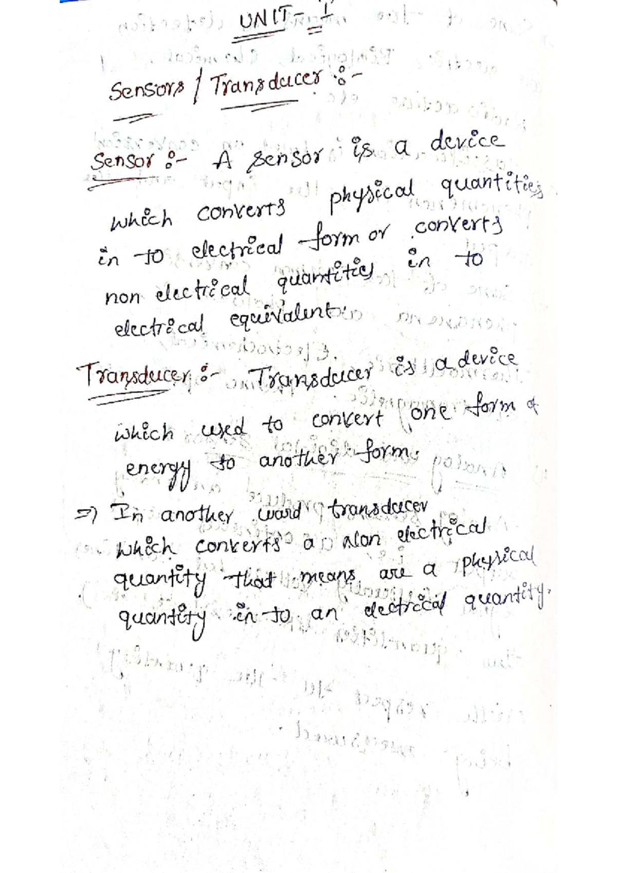ES Unit I - Notes on Sensors and Transducers: Principles and ...