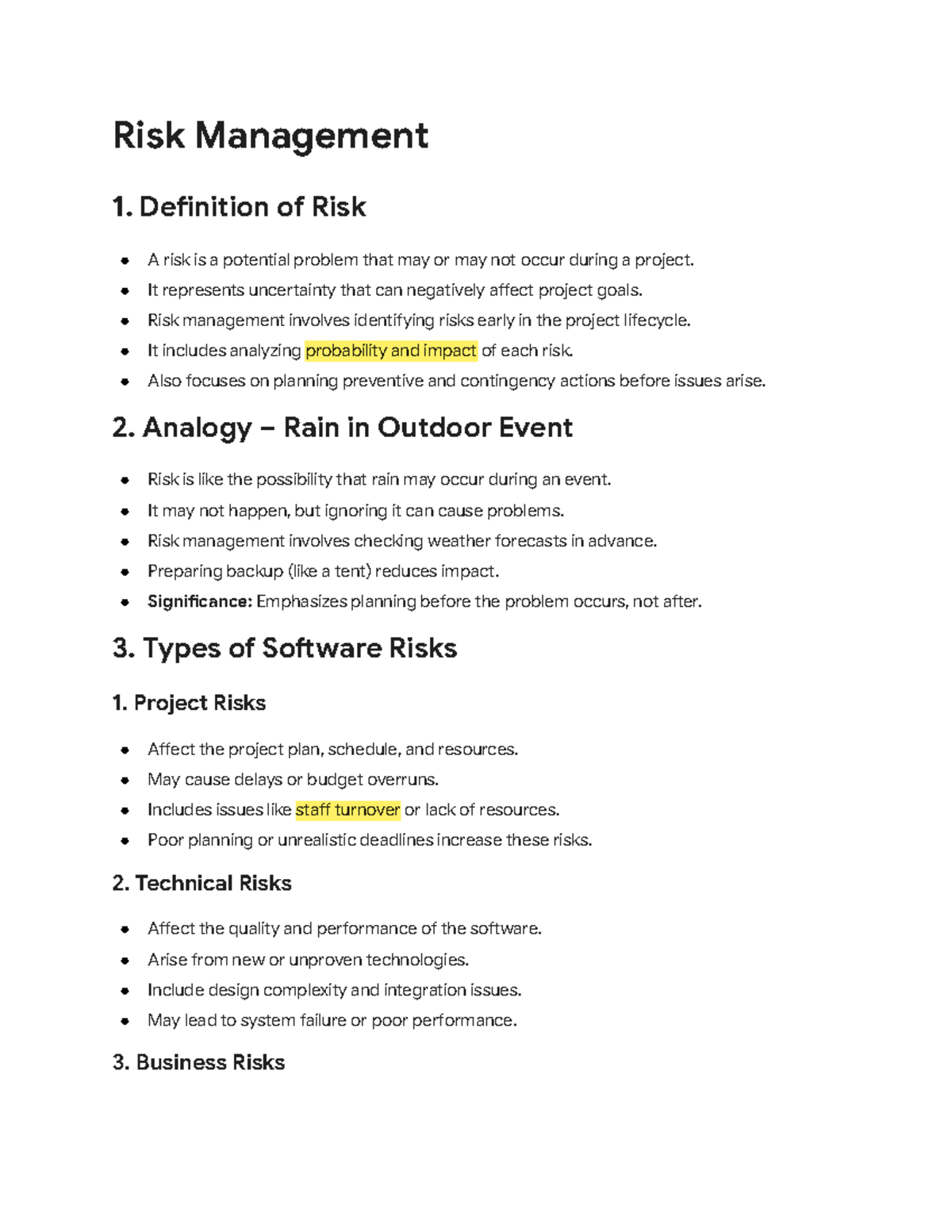 Risk Management (RM101): Detailed Notes on Risk Types and Strategies ...