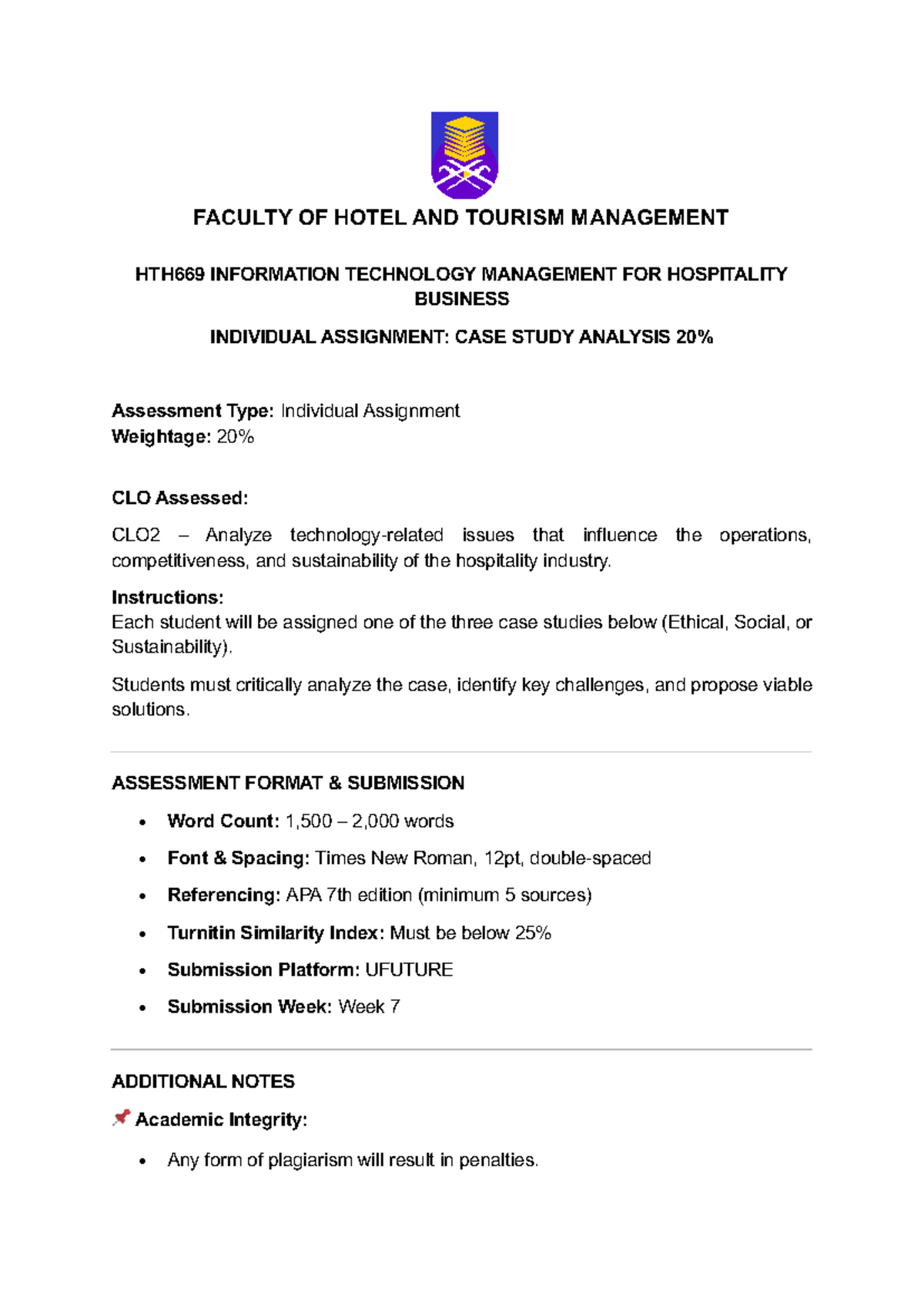HTH669 Case Study Analysis: Automation & Sustainability in Hospitality ...