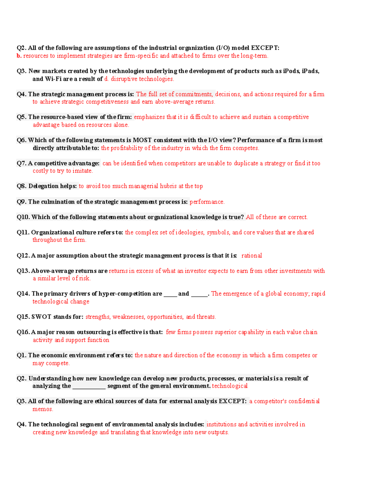 Midterm Exam Review for Strategic Management (SM 301) - Studocu