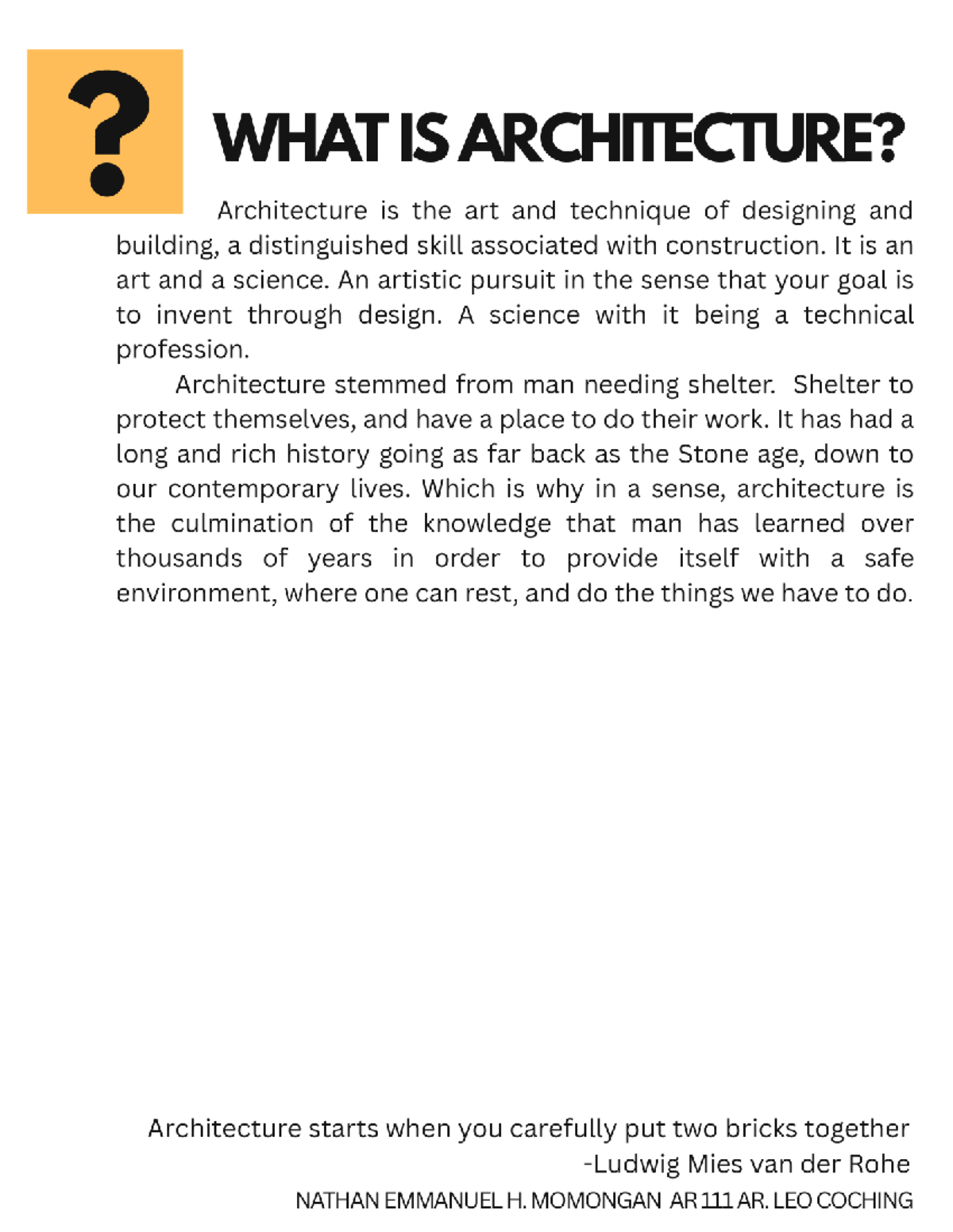 AR 101: Understanding Architecture - Art, Science, and History - Studocu