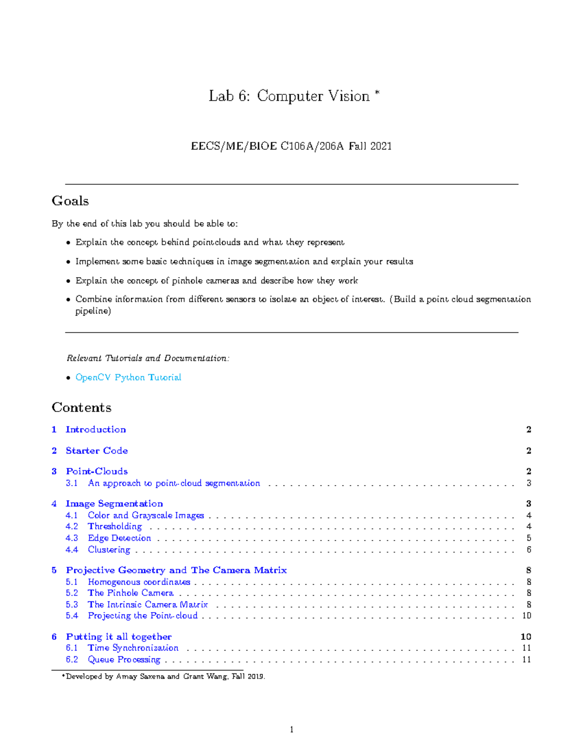 Lab 6 Report on Computer Vision Techniques - EECS/ME/BIOE C106A/206A ...