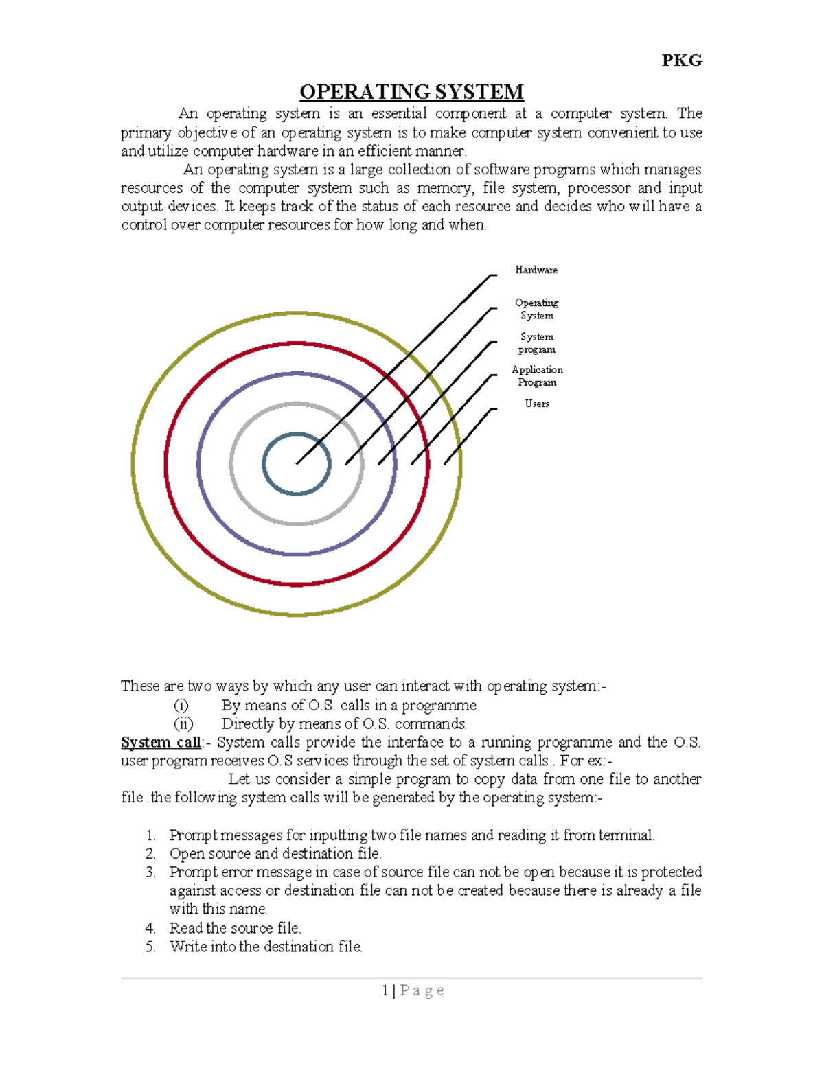PKG 1st unit notes on operating system concepts and services - Studocu