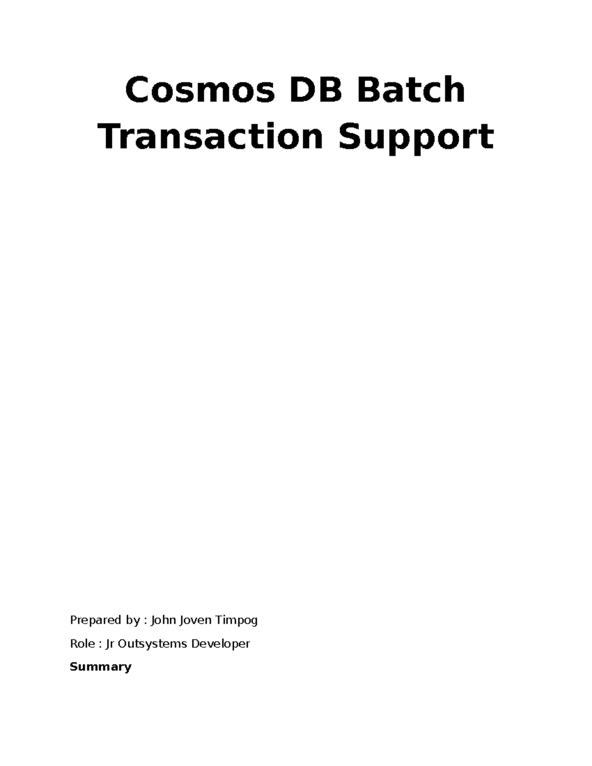 Cosmos DB Batch Transaction Support: Implementation Insights - Studocu