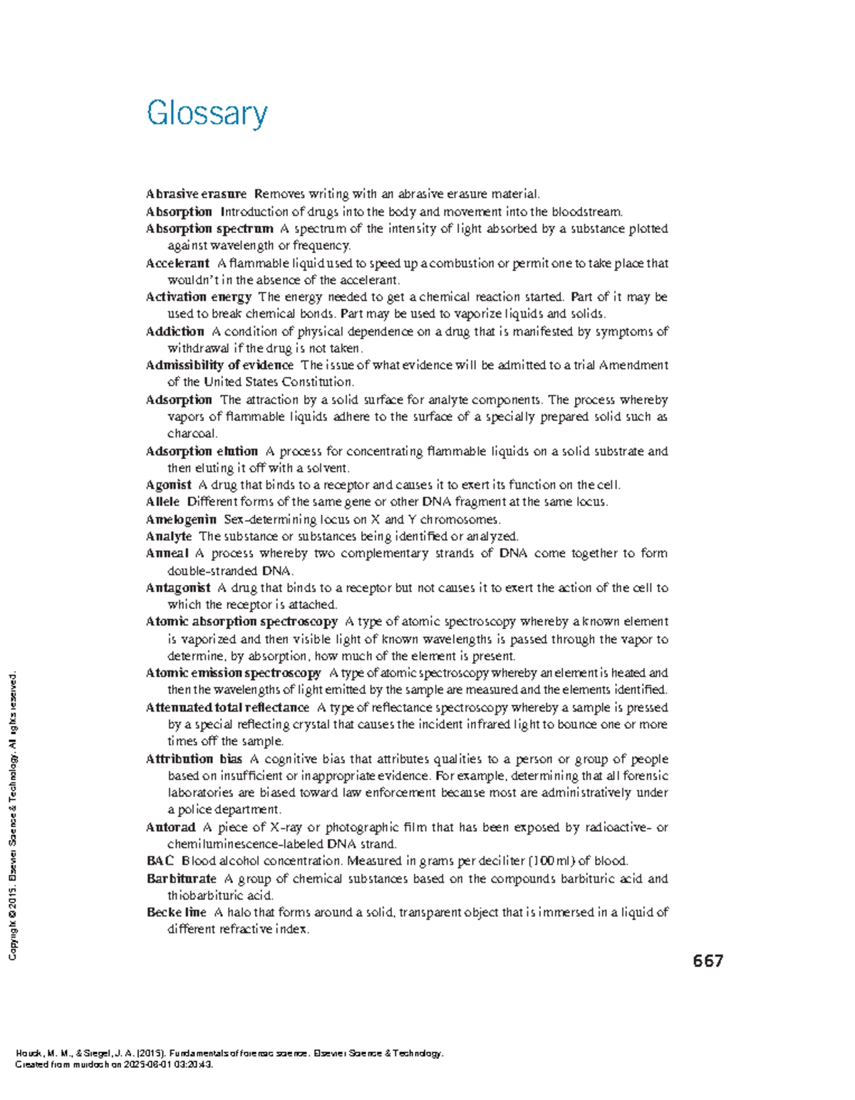 CHE103 Glossary of Key Terms in Forensic Science Fundamentals - Studocu