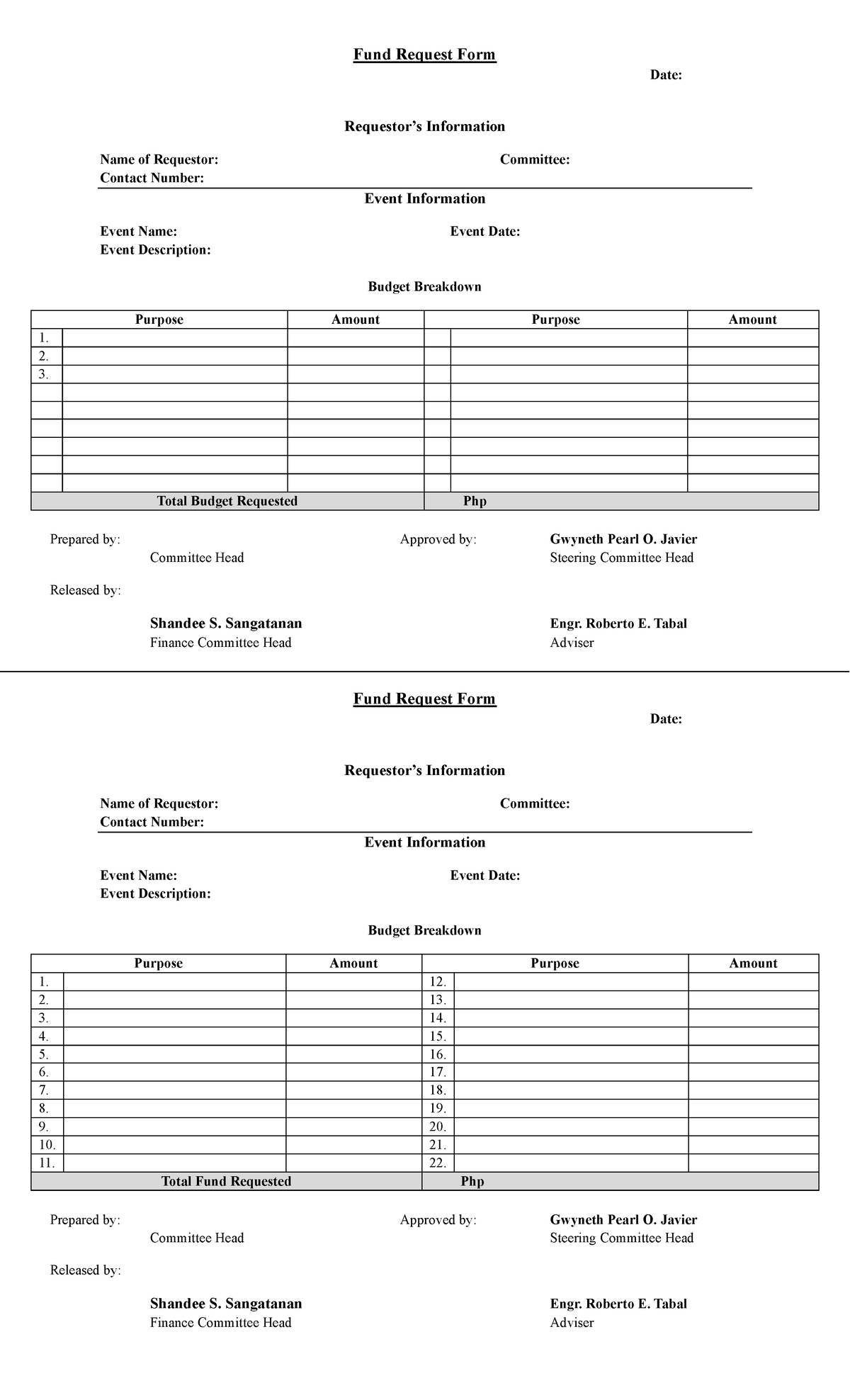 Fund Request Form - Final Submission for Event Budget Approval - Studocu