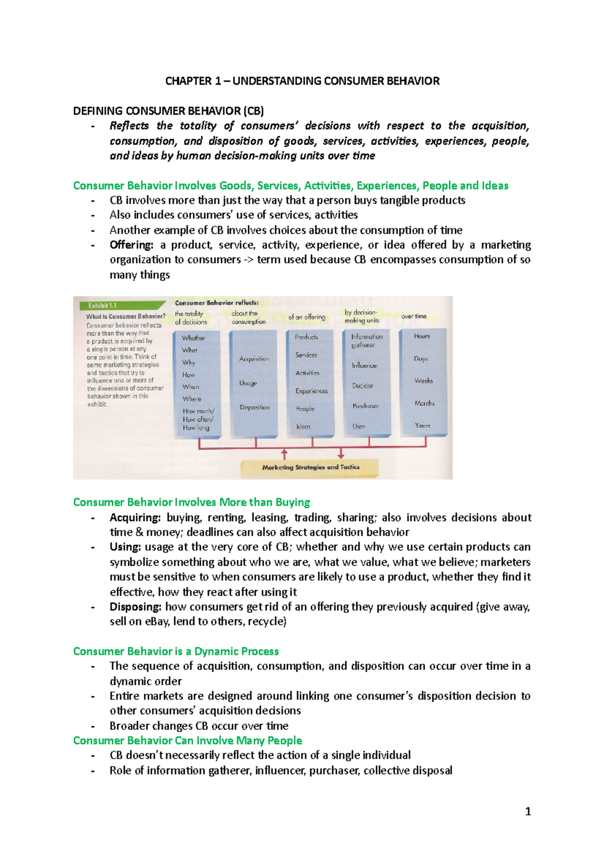 Zusammenfassung Consumer Behavior - Chapter 1 - CHAPTER 1 UNDERSTANDING ...
