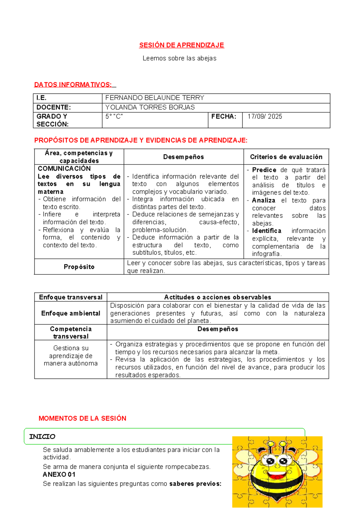 SES 857028228: Lección sobre las Abejas y su Importancia - Studocu