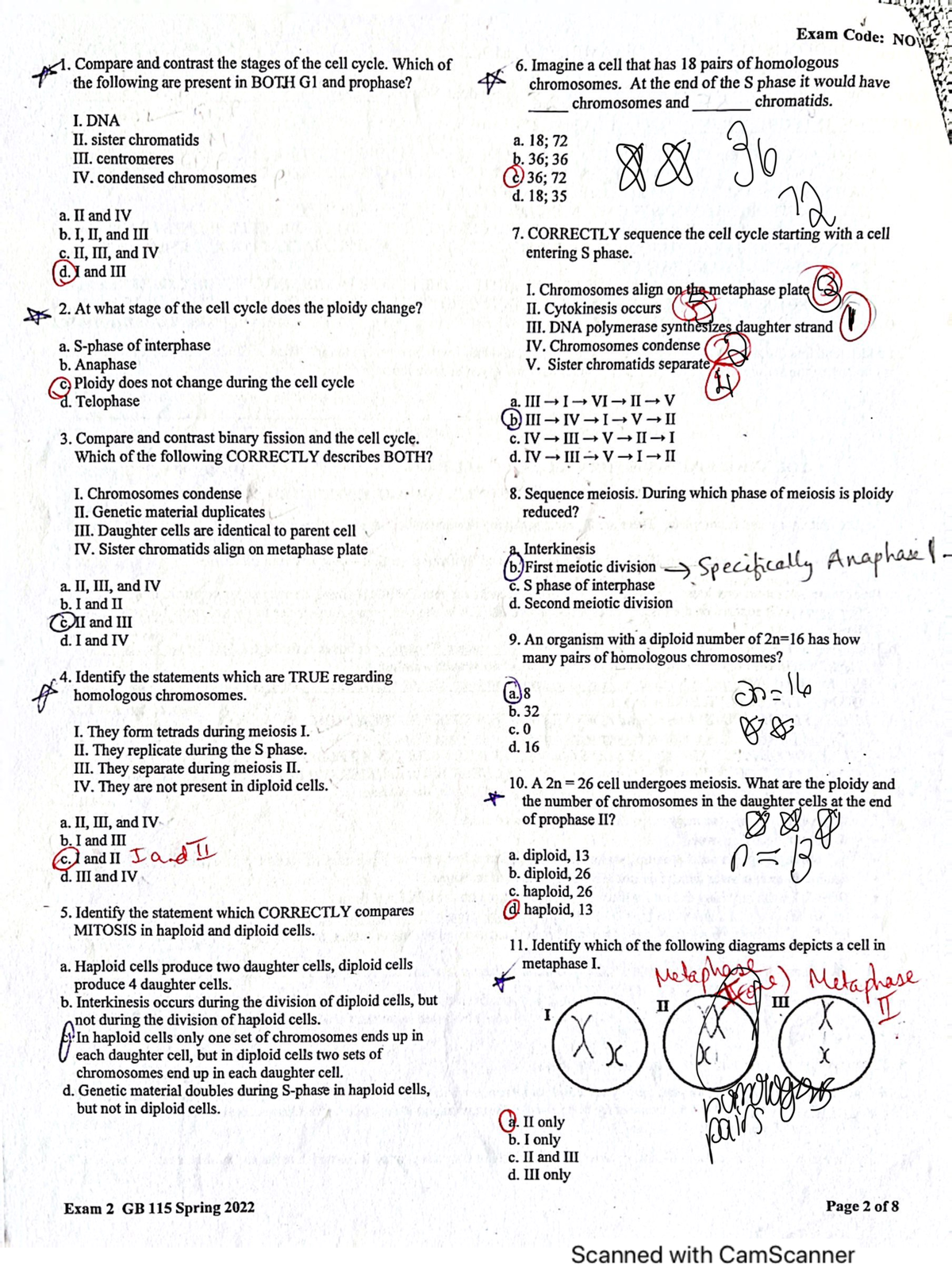 Gen bio exam 2 - Exam - Exam Code: NOW 1. Compare and