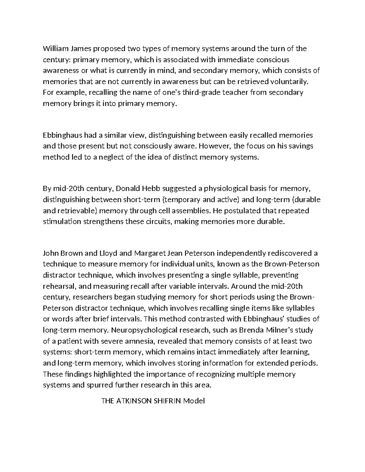Memory Systems and the Atkinson-Shiffrin Model: An Overview (PSY 101 ...
