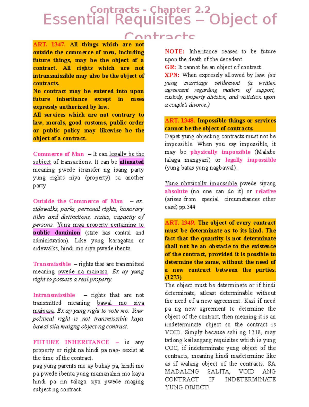 Contracts 101: Chapter 2.2 - Essential Requisites of Contracts - Studocu