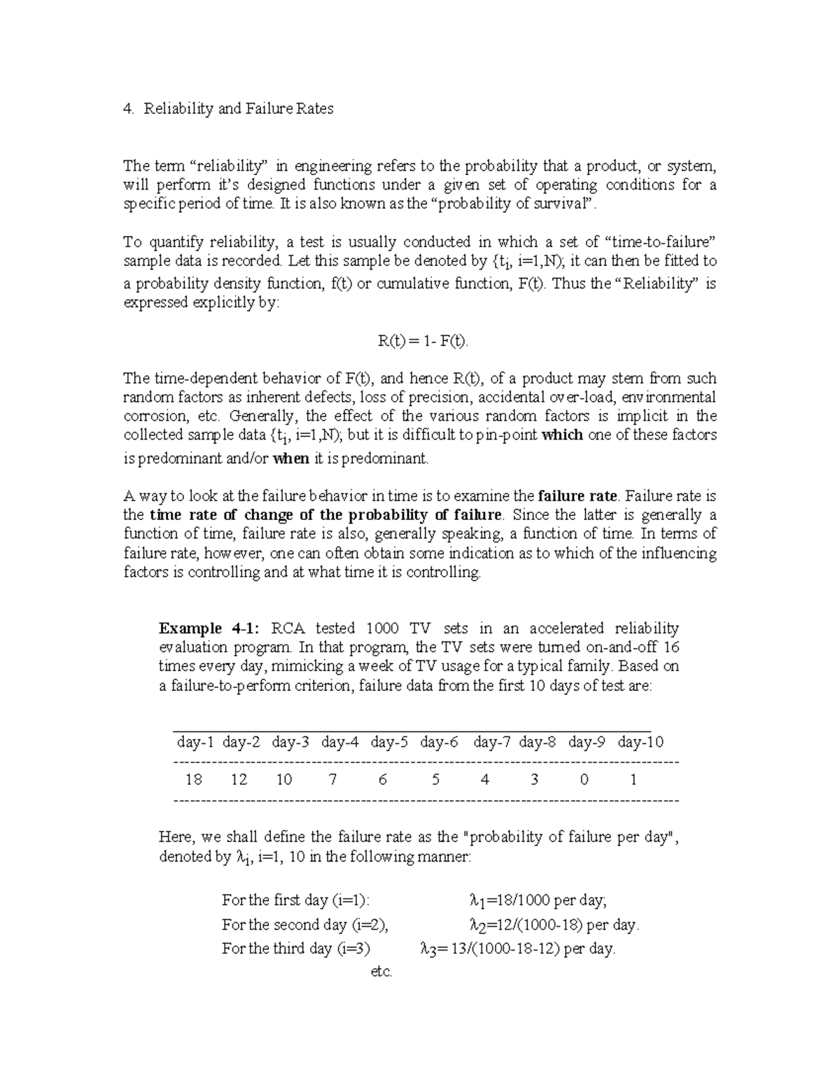 Reliability and Failure Rates Analysis (ENGR 101 - Chapter 4) - Studeersnel