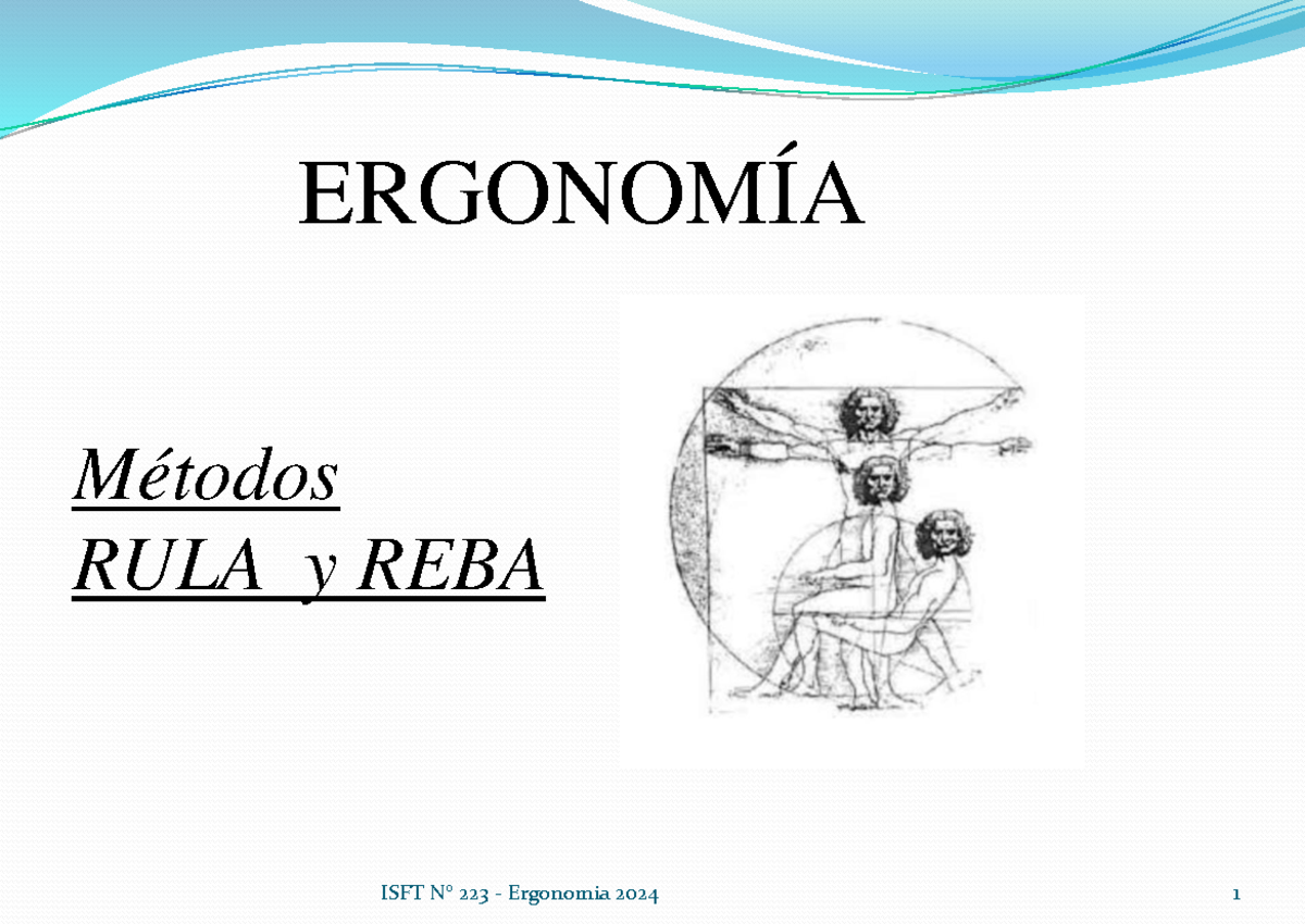 Métodos de Ergonomía 2024: RULA y REBA ISFT 223 - Studocu