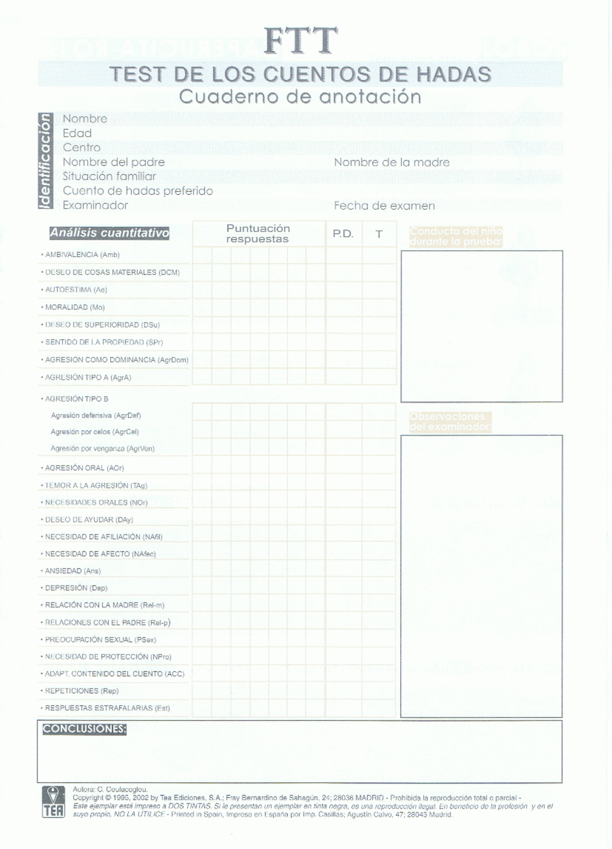 FTT-Test de los Cuentos de Hadas: Cuaderno Completo y Análisis - Document Preview