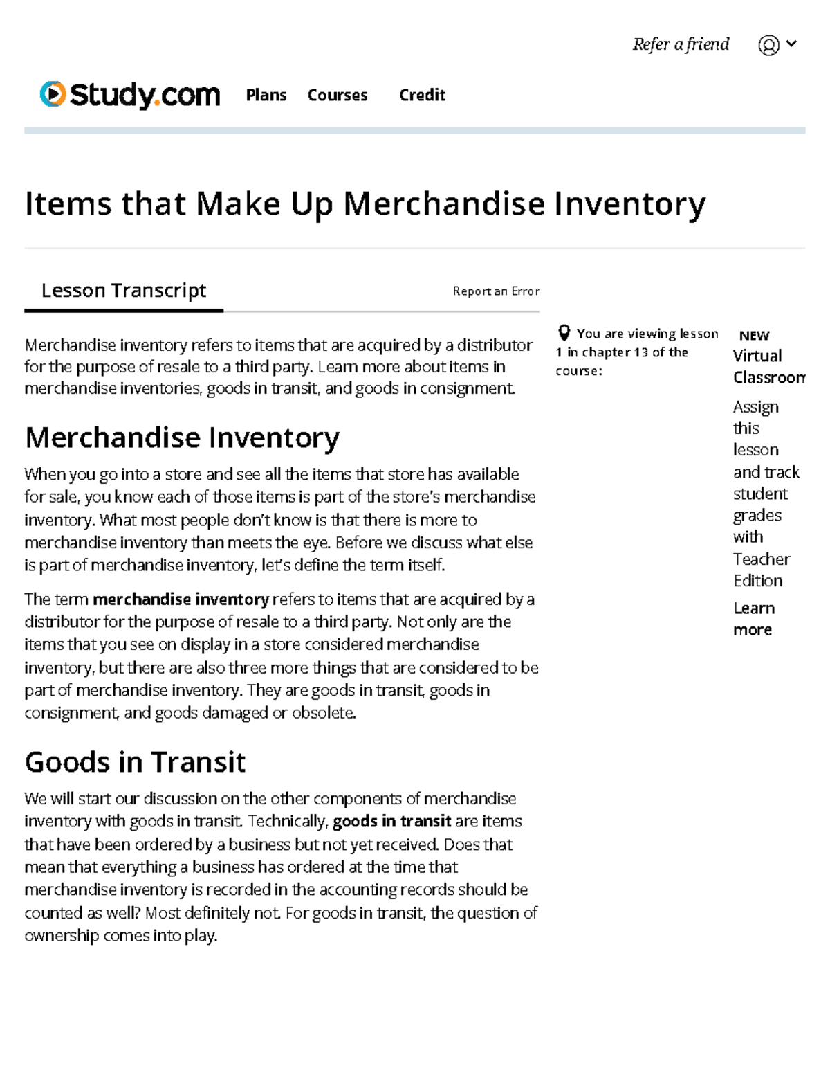 Merchandise Inventory Overview - Chapter 13 Lesson Notes and Insights ...