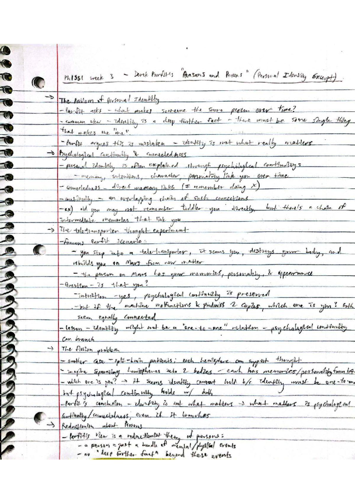 Ph1551 Week 3: Derek Parfit's 