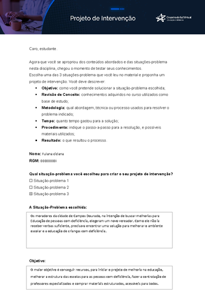 Prática de Ensino em Educação Infantil - Modelo Atividade III - Plano ...