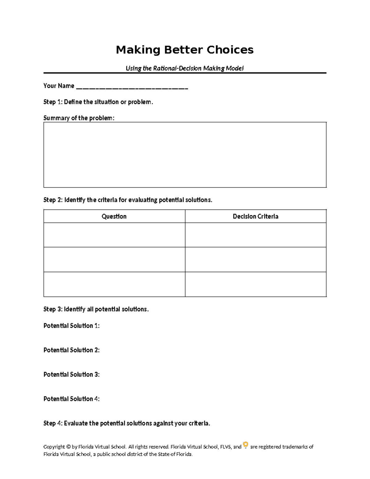 FLVS Making Better Choices Assignment Template - Studocu
