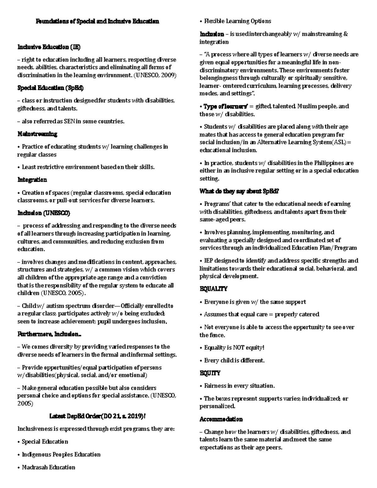 Foundations of Special & Inclusive Ed: Comprehensive Reviewer - Studocu