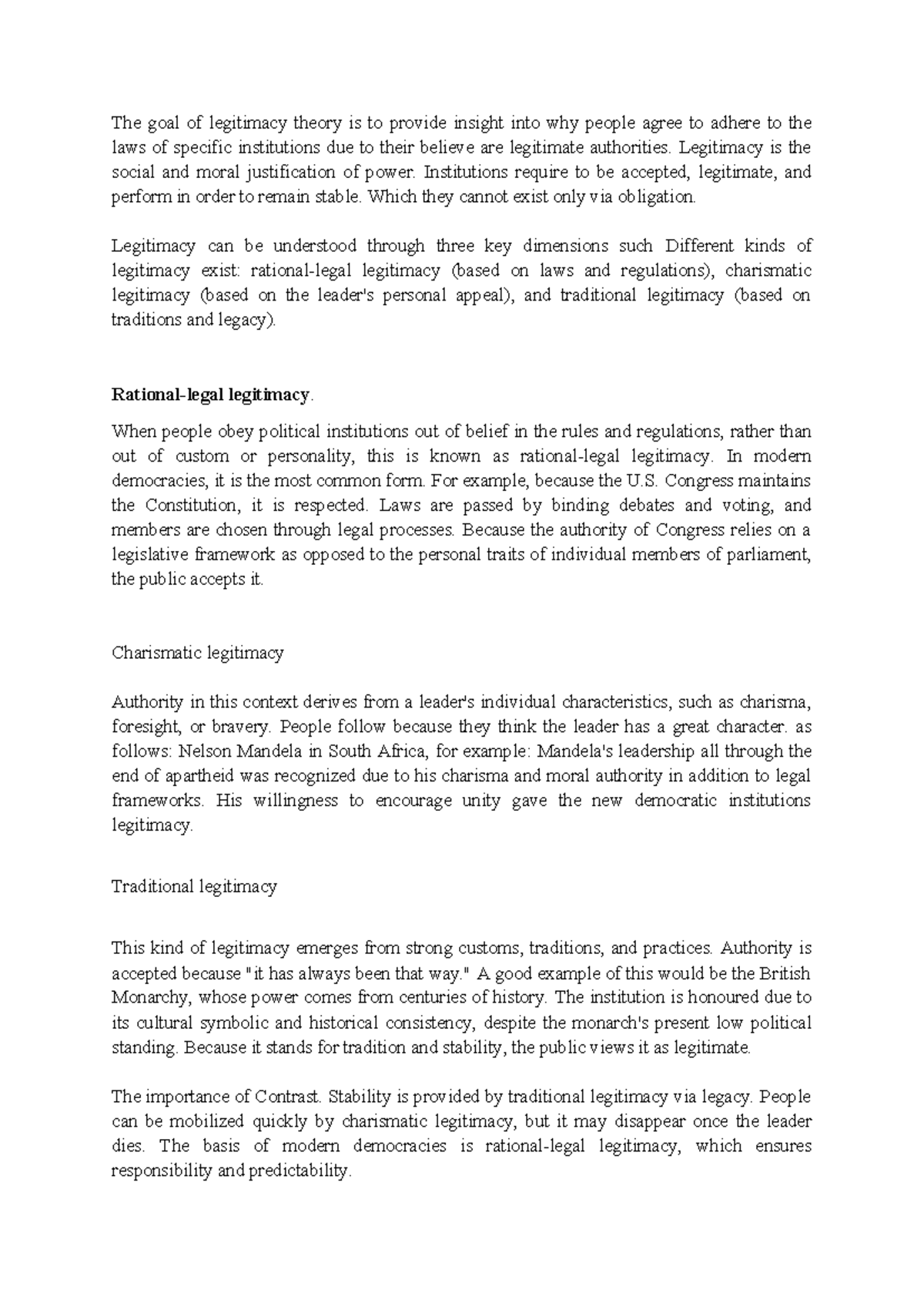 Legitimacy Theory: Understanding Authority in Institutions - Studocu