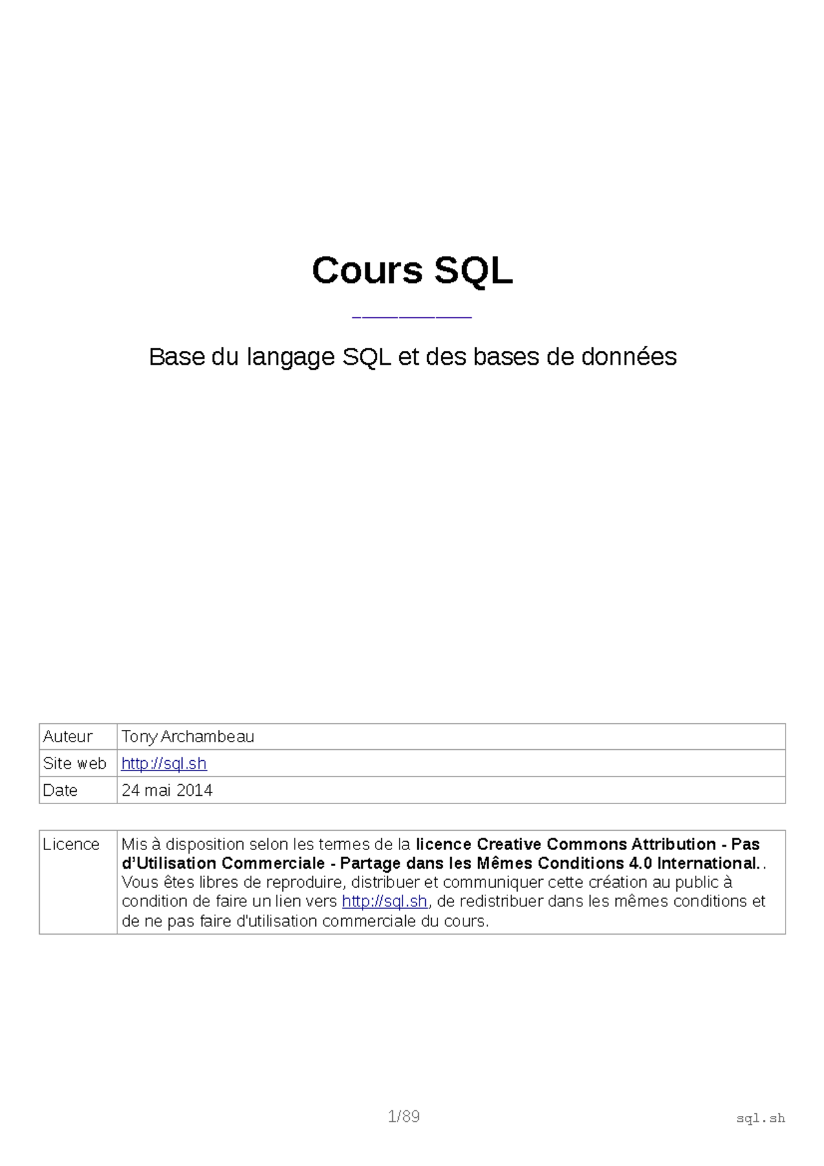 Cours SQL : Guide Complet sur le Langage SQL et Bases de Données - Studocu
