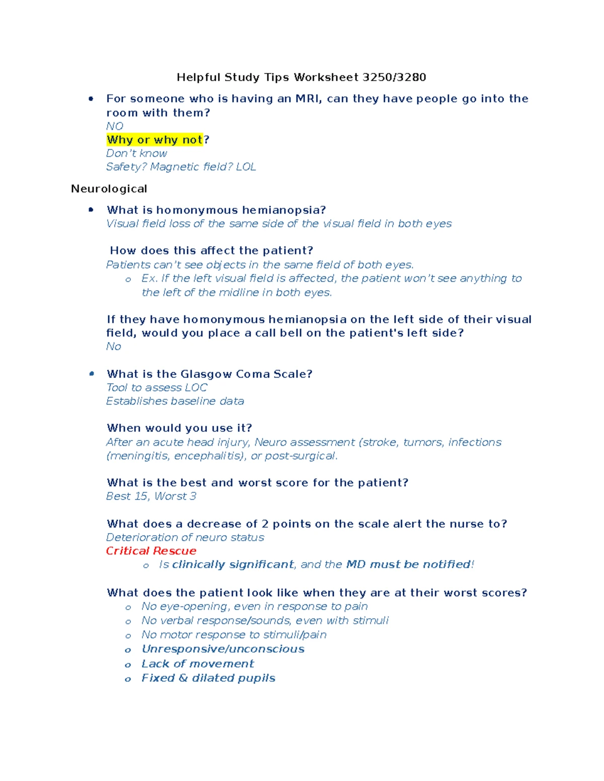 Patho Unit 4 - Exam 2 Notes on Infection Control & Oxygenation ...