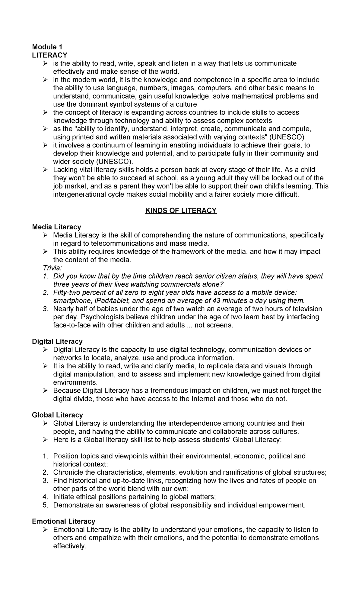 Module 1: Understanding Various Forms of Literacy and Their Importance ...