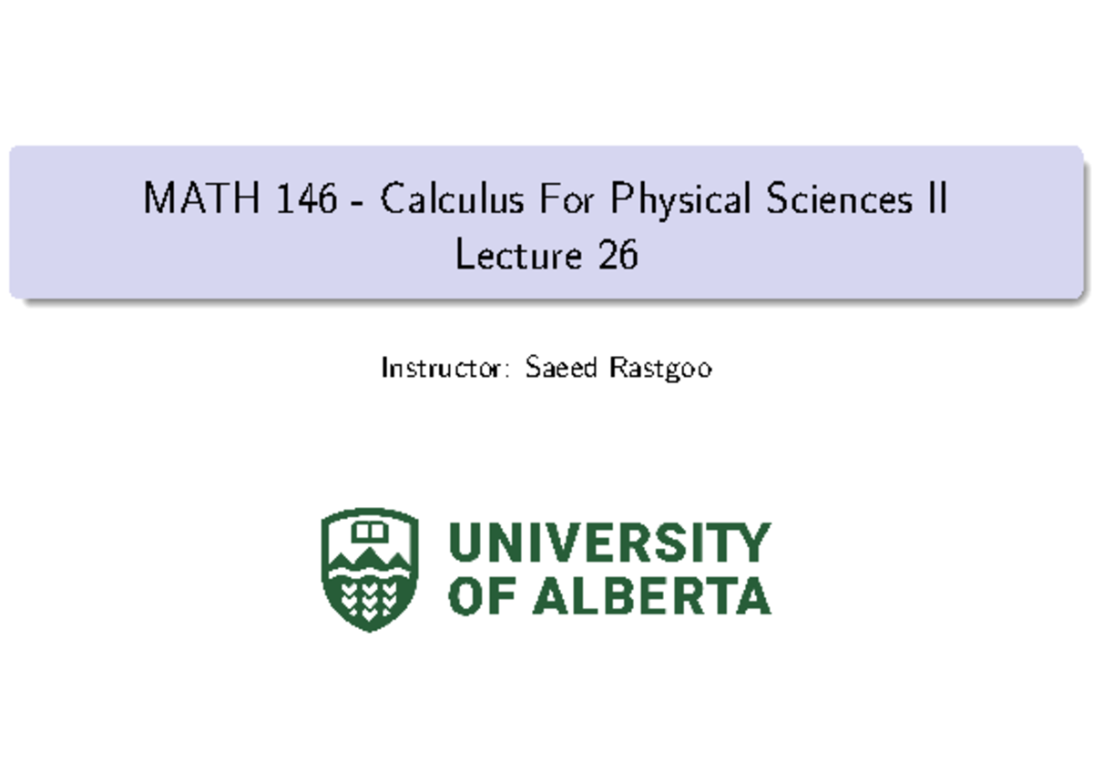 Course Slides MATH 146 - Lecture 26 - Annotated - MATH 146 - Calculus ...
