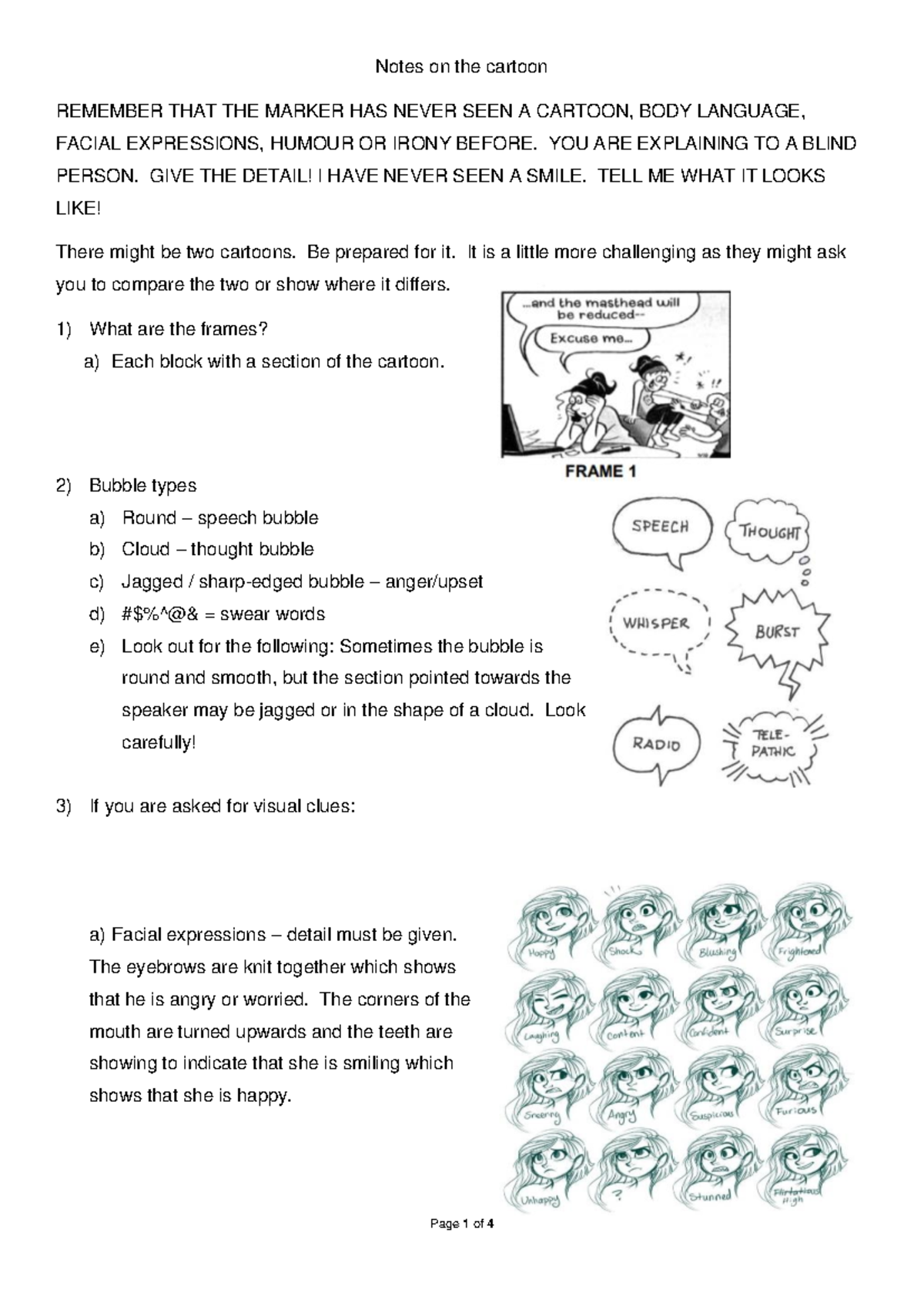 E Cartoon Notes: Understanding Humor, Expressions & Body Language - Studocu