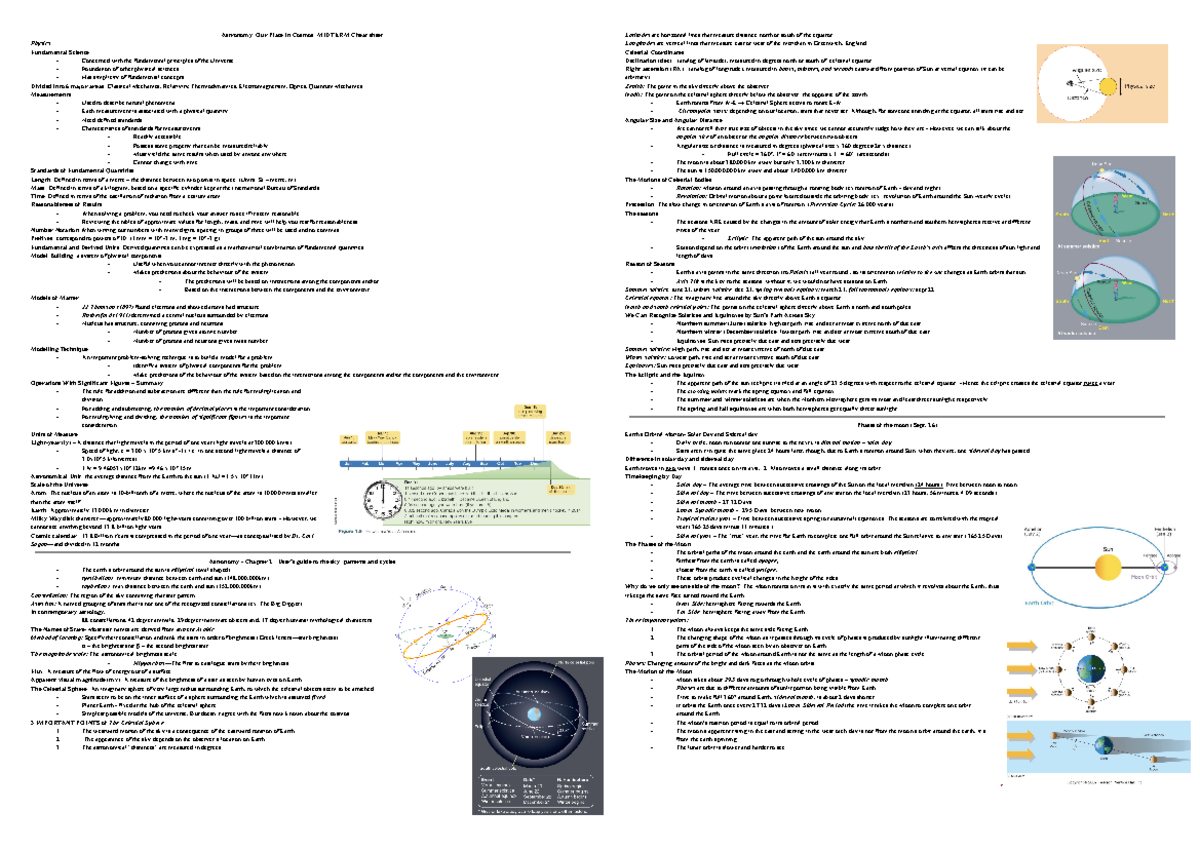 Astronomy 101: Essential Midterm Cheat Sheet Overview - Studocu