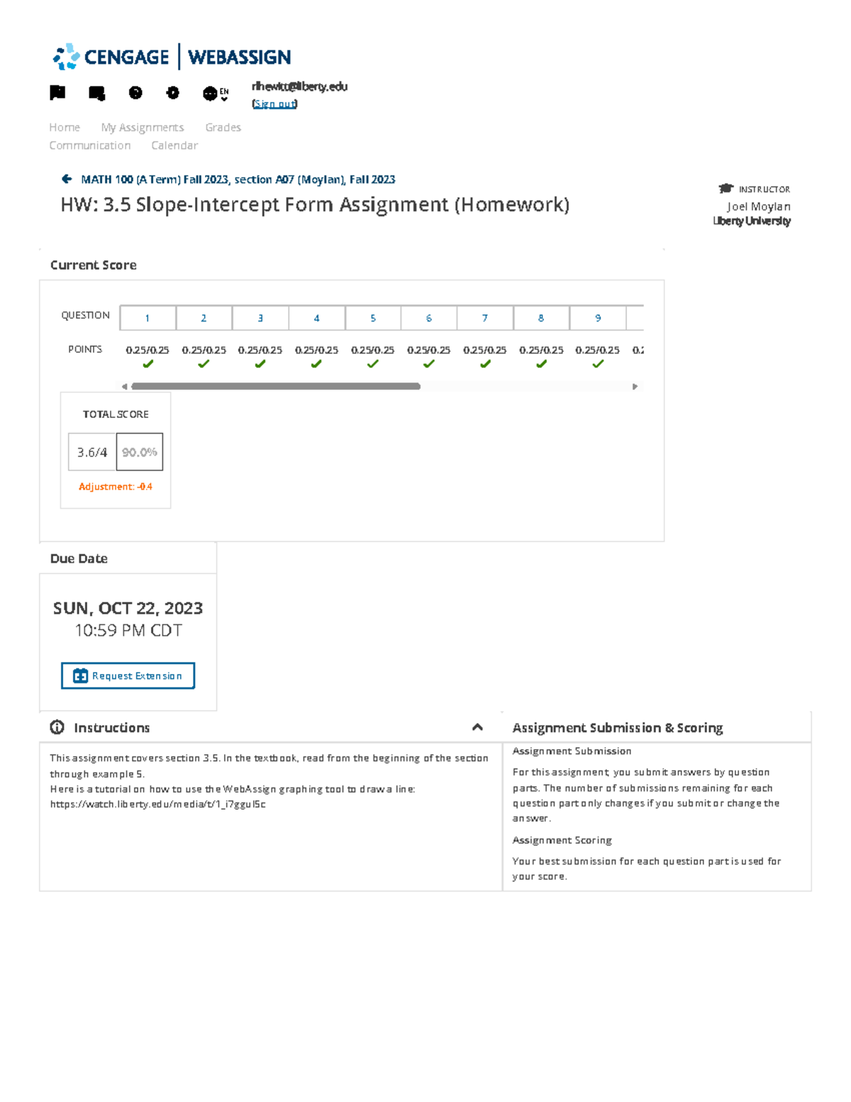 HW 3.5 Slope-Intercept Form Homework - MATH 100 (A Term) Fall 2023 ...