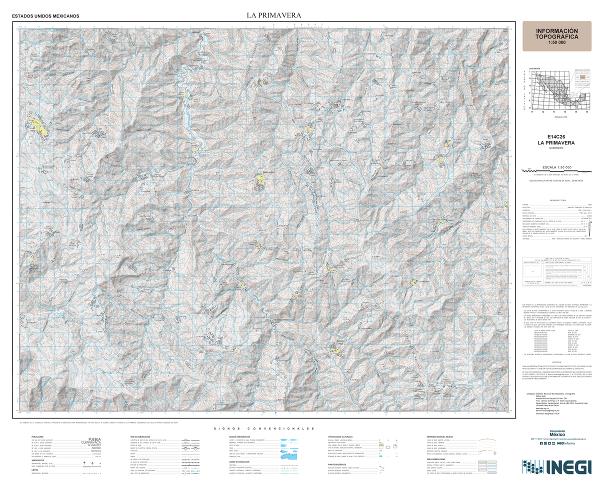 Carta Topografica Cienega DE Puerto Alegre, Guerrero - [ V g V V g g g
