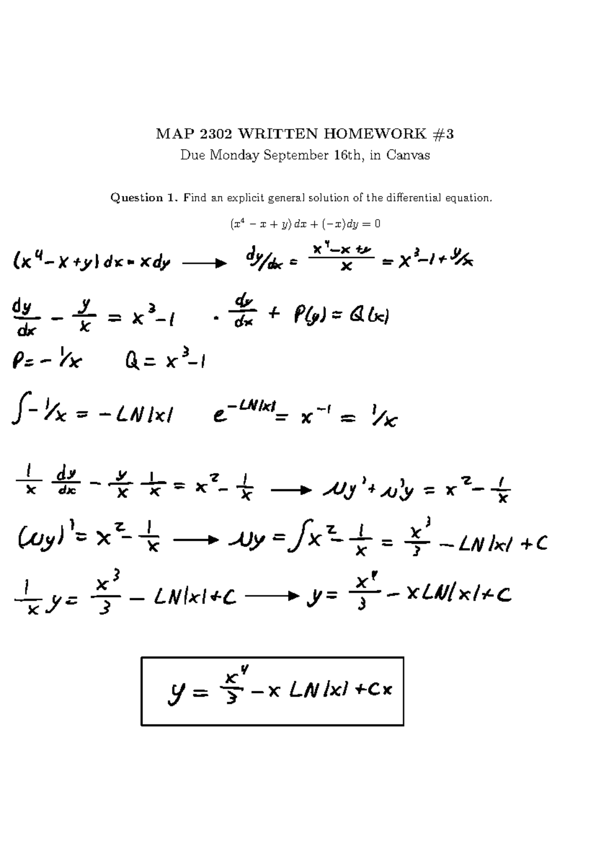 Written Hw 3 - Homework - MAP 2302 - MAP 2302 WRITTEN HOMEWORK Due ...
