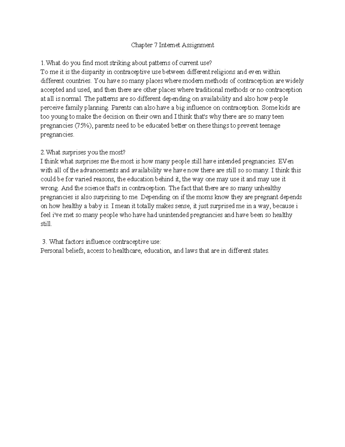 Chapter 7 internet assignment: patterns and perceptions of ...