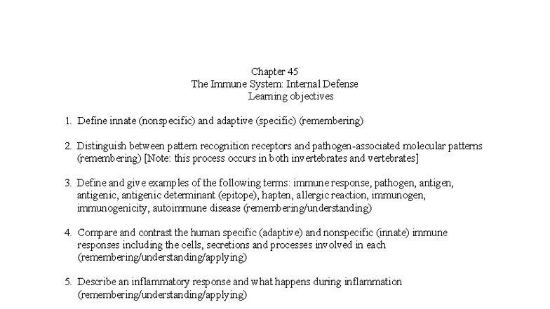 Chapter 45: The Lymphatic & Immune System Overview SP23 - Studocu